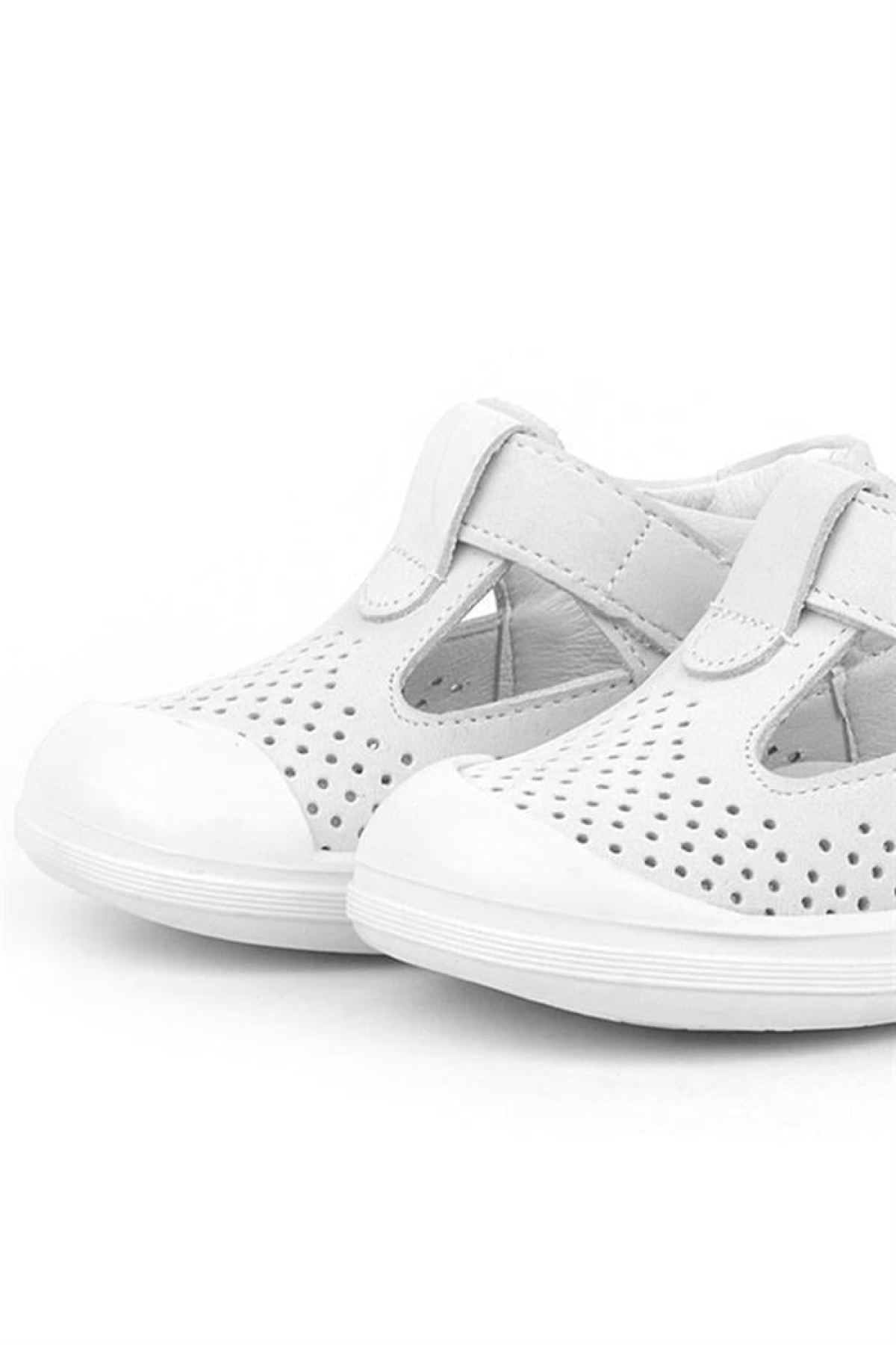 Shaun Hakiki Deri Beyaz Cırtlı Anatomik Bebek Sandalet - Görsel 7