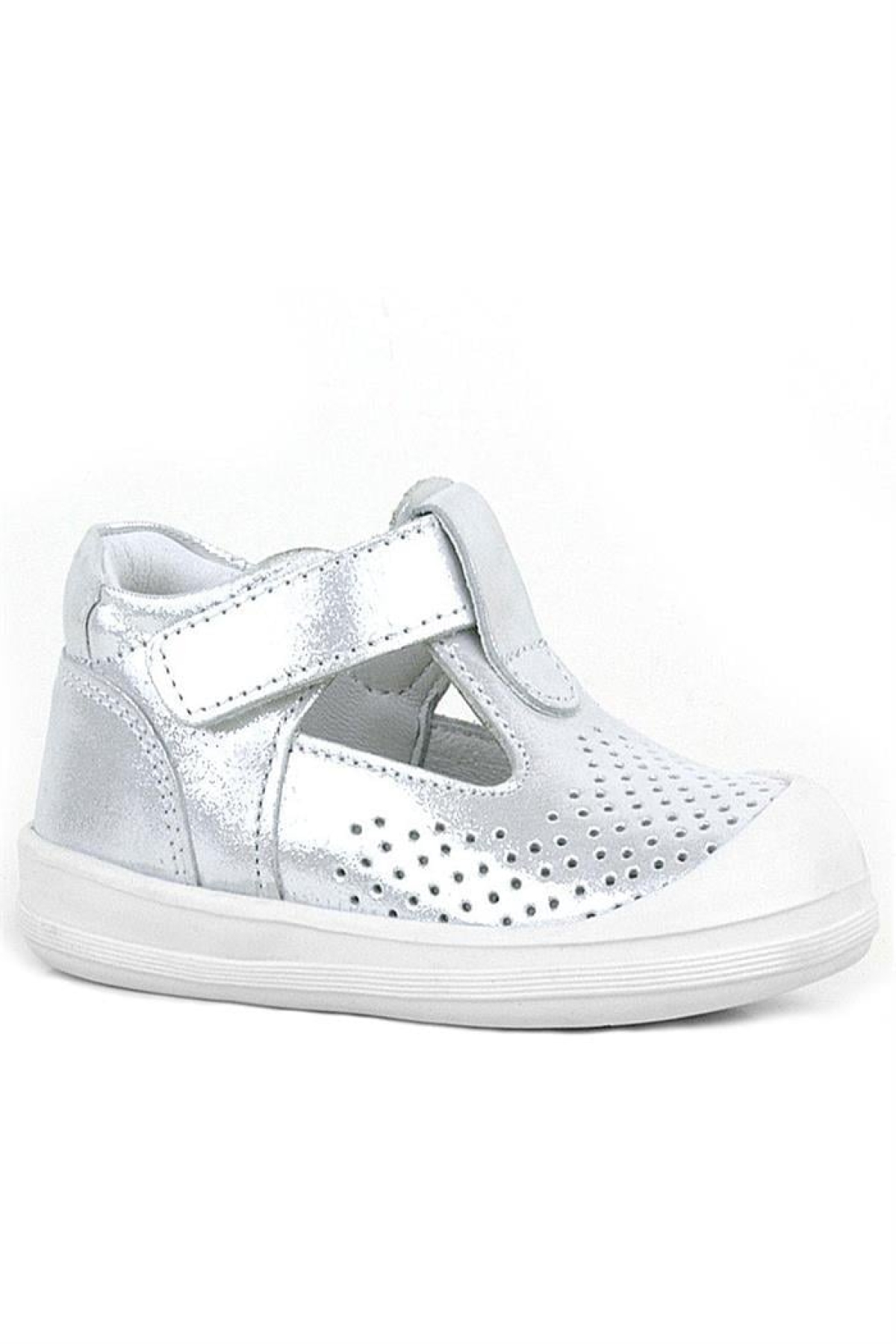 Shaun Hakiki Deri Beyaz Simli Cırtlı Anatomik Bebek Sandalet Ayakkabı - Görsel 2