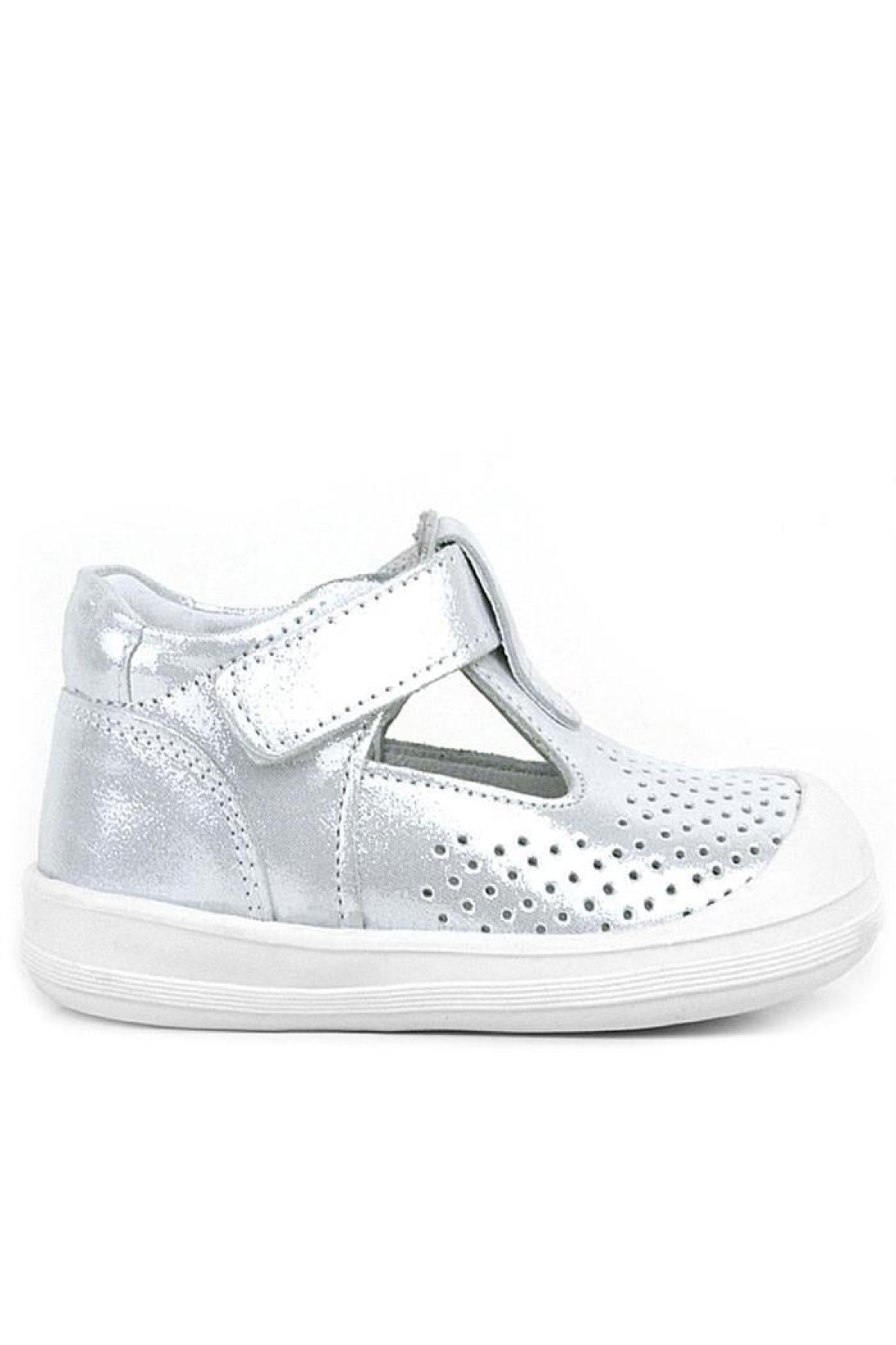 Shaun Hakiki Deri Beyaz Simli Cırtlı Anatomik Bebek Sandalet Ayakkabı - Görsel 3