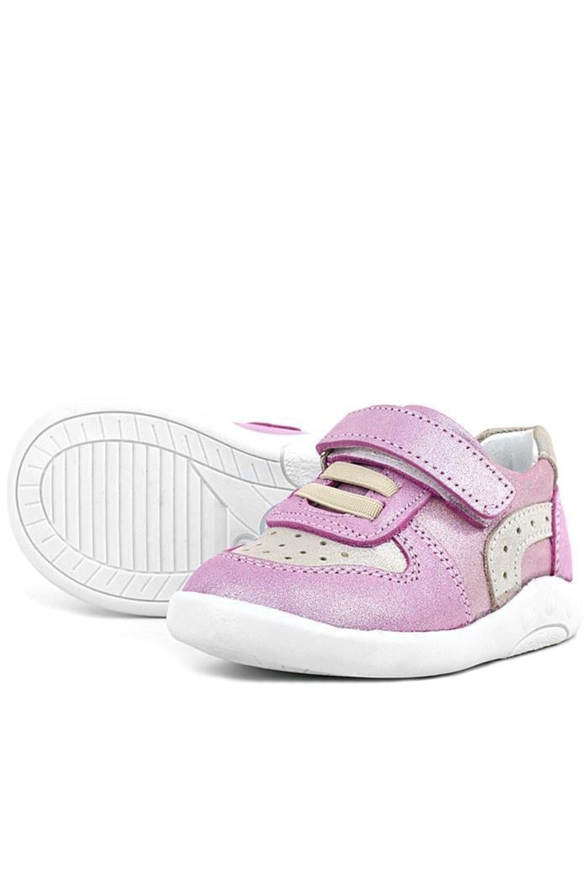 Hakiki Deri Anatomik Pembe Simli Bebek Spor Ayakkabı - Görsel 6