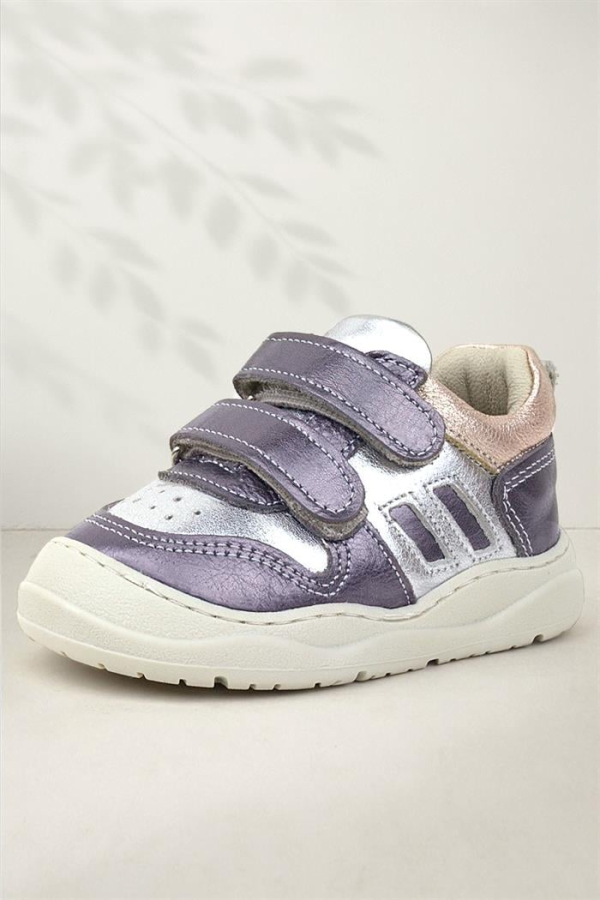 Schaggy Hakiki Deri Platin Gümüş Bebek Spor Ayakkabı - Görsel 3