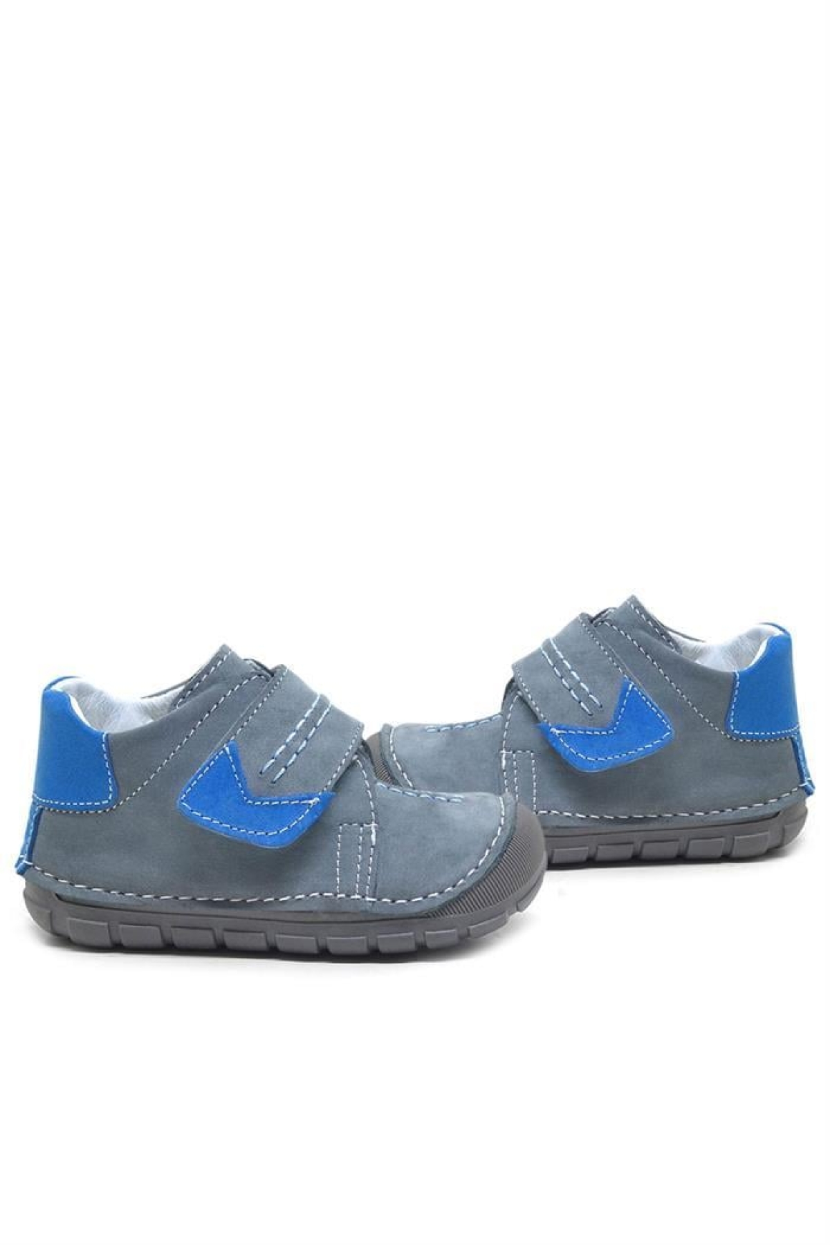 Popeye Hakiki Deri Gri Mavi İlk Adım Unisex Bebek Ayakkabısı - Görsel 3