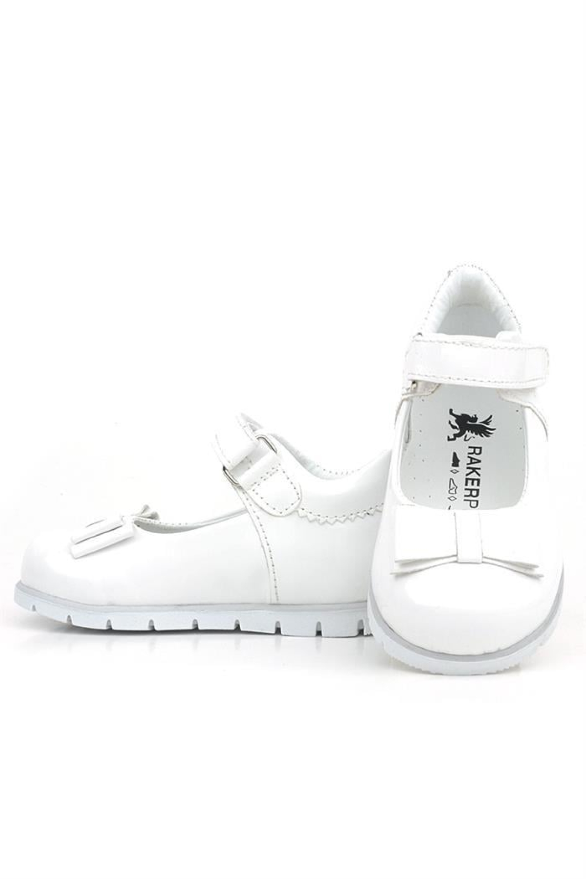 Beyaz Rugan Fiyonklu Kız Bebek Babet Ayakkabı - Görsel 6