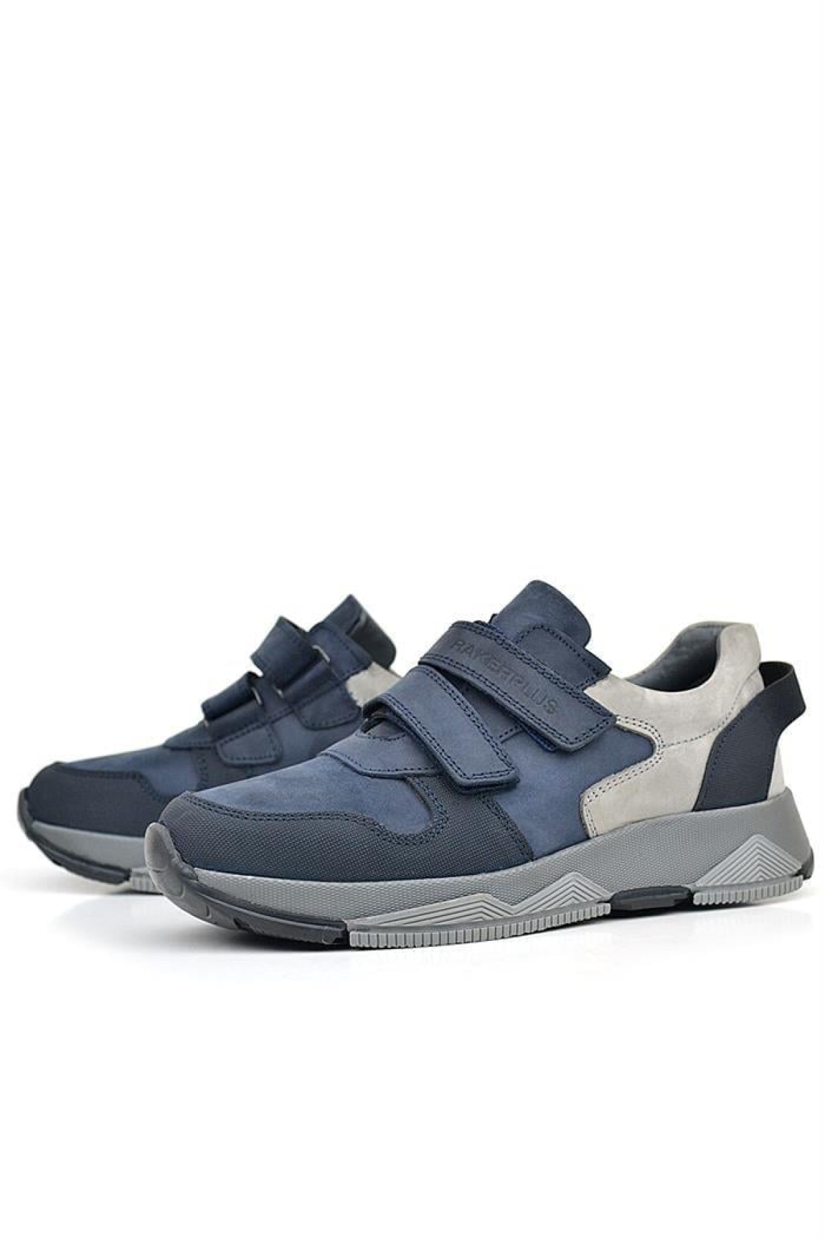 Hakiki Deri Lacivert Cırtlı Gri Tabanlı Çocuk Sneakers Spor Ayakkabı - Görsel 6