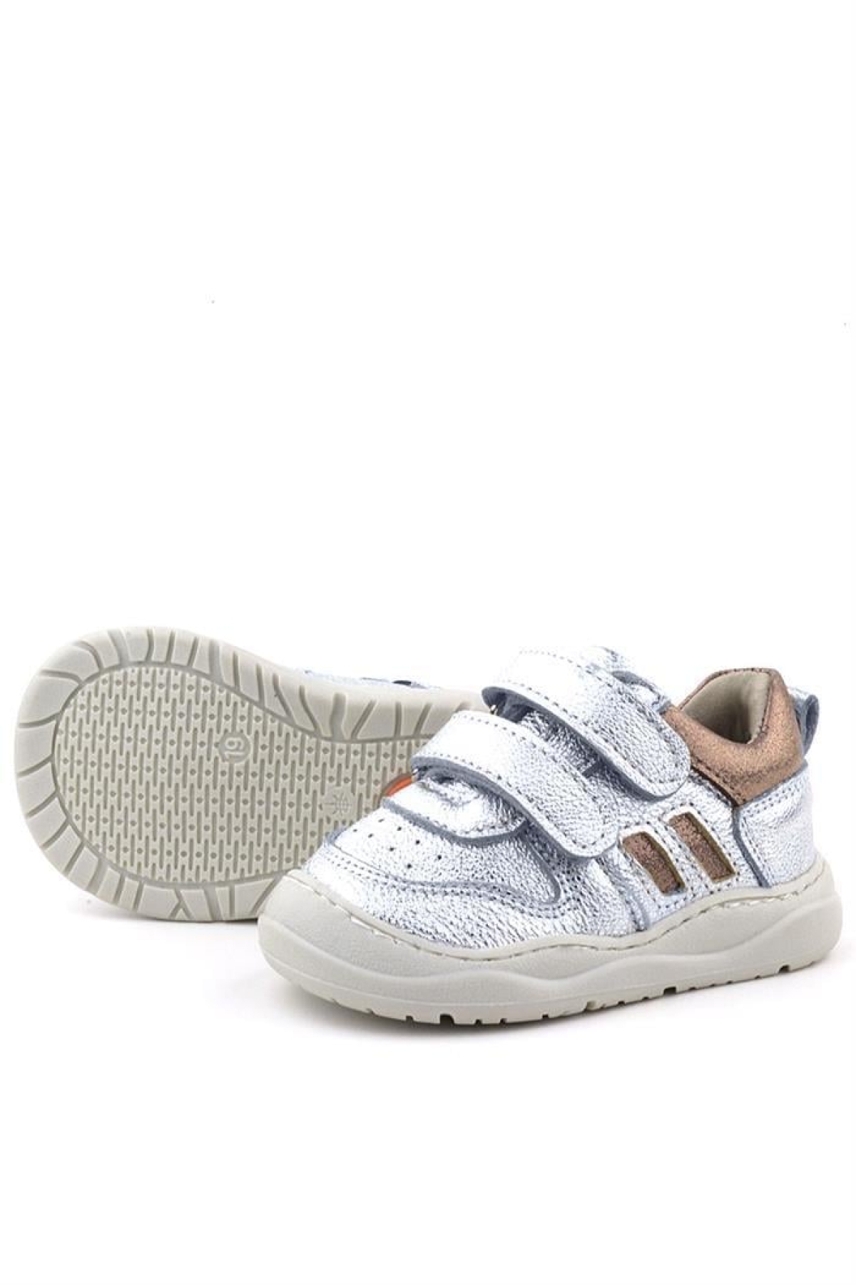 Schaggy Hakiki Deri Gümüş Parlak Bebek Spor Ayakkabı - Görsel 8