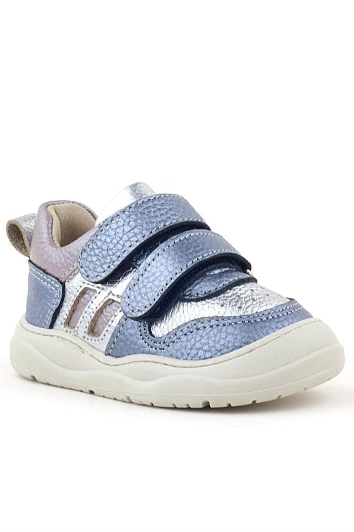 Schaggy Hakiki Deri Metalik Mavi Gümüş Bebek Spor Ayakkabı - Görsel 2