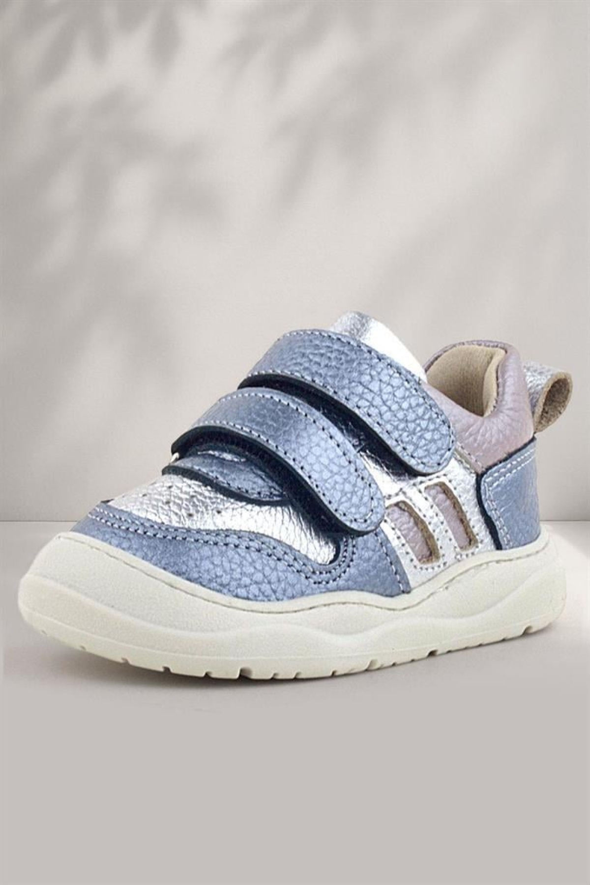 Schaggy Hakiki Deri Metalik Mavi Gümüş Bebek Spor Ayakkabı - Görsel 3