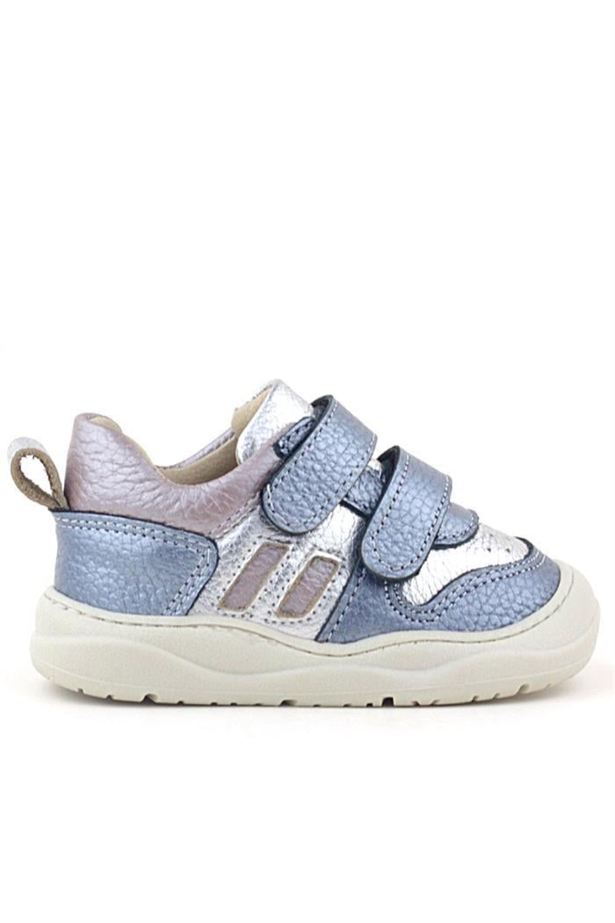 Schaggy Hakiki Deri Metalik Mavi Gümüş Bebek Spor Ayakkabı - Görsel 4