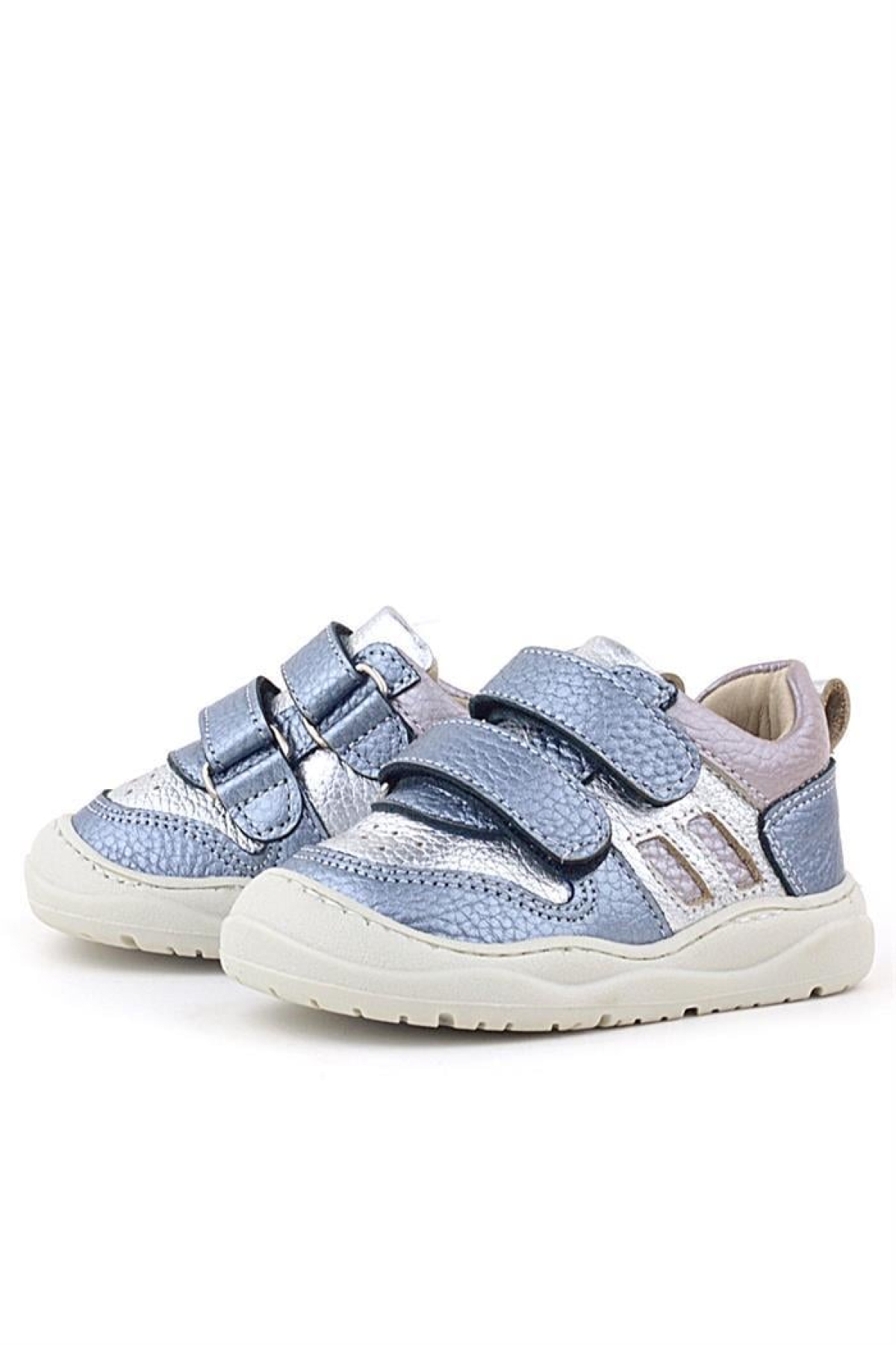 Schaggy Hakiki Deri Metalik Mavi Gümüş Bebek Spor Ayakkabı - Görsel 6