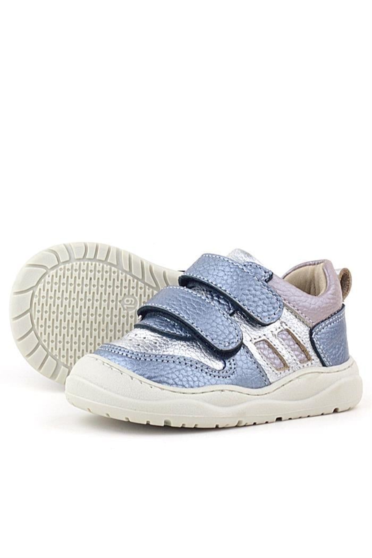 Schaggy Hakiki Deri Metalik Mavi Gümüş Bebek Spor Ayakkabı - Görsel 7