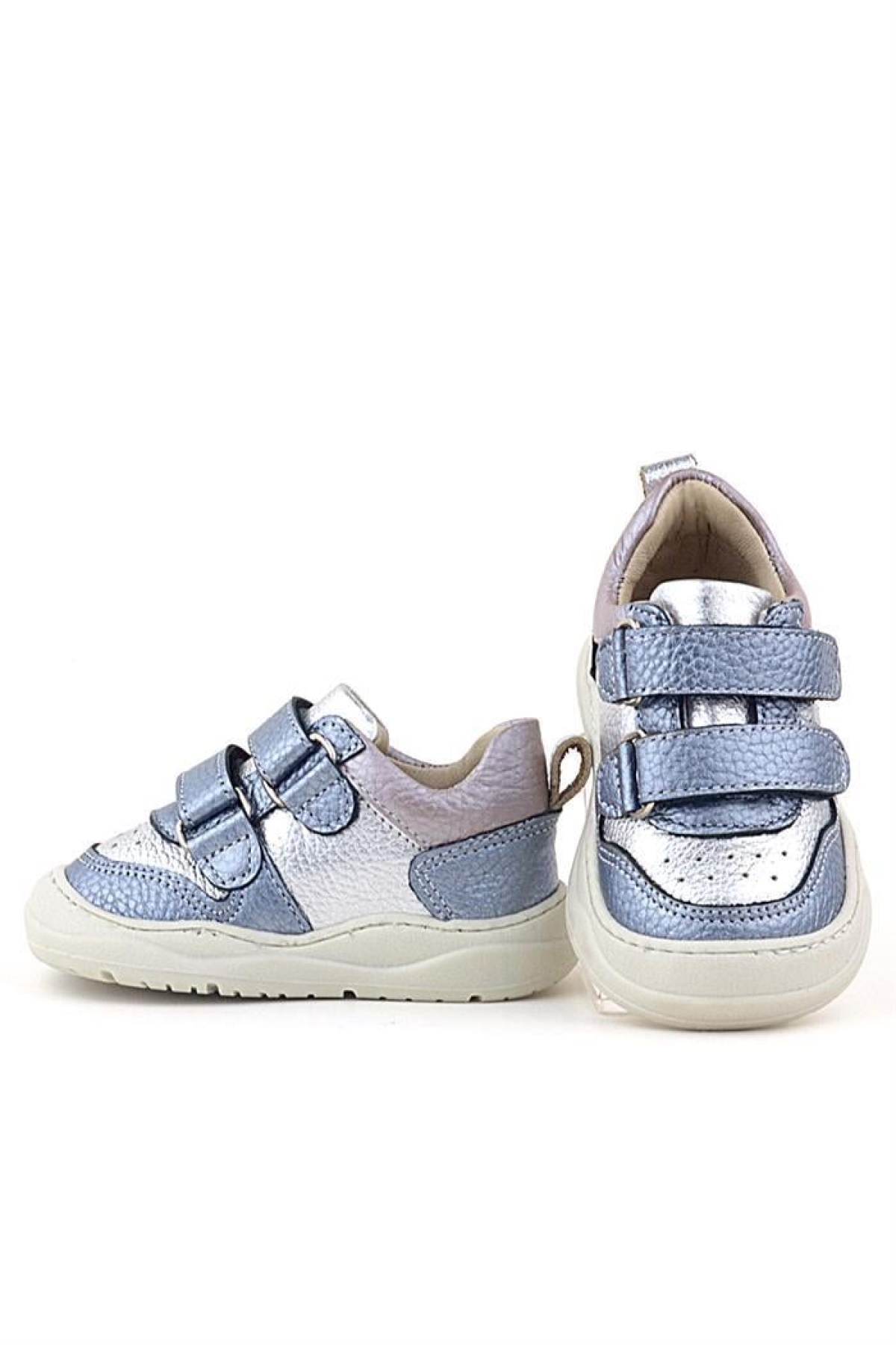 Schaggy Hakiki Deri Metalik Mavi Gümüş Bebek Spor Ayakkabı - Görsel 8