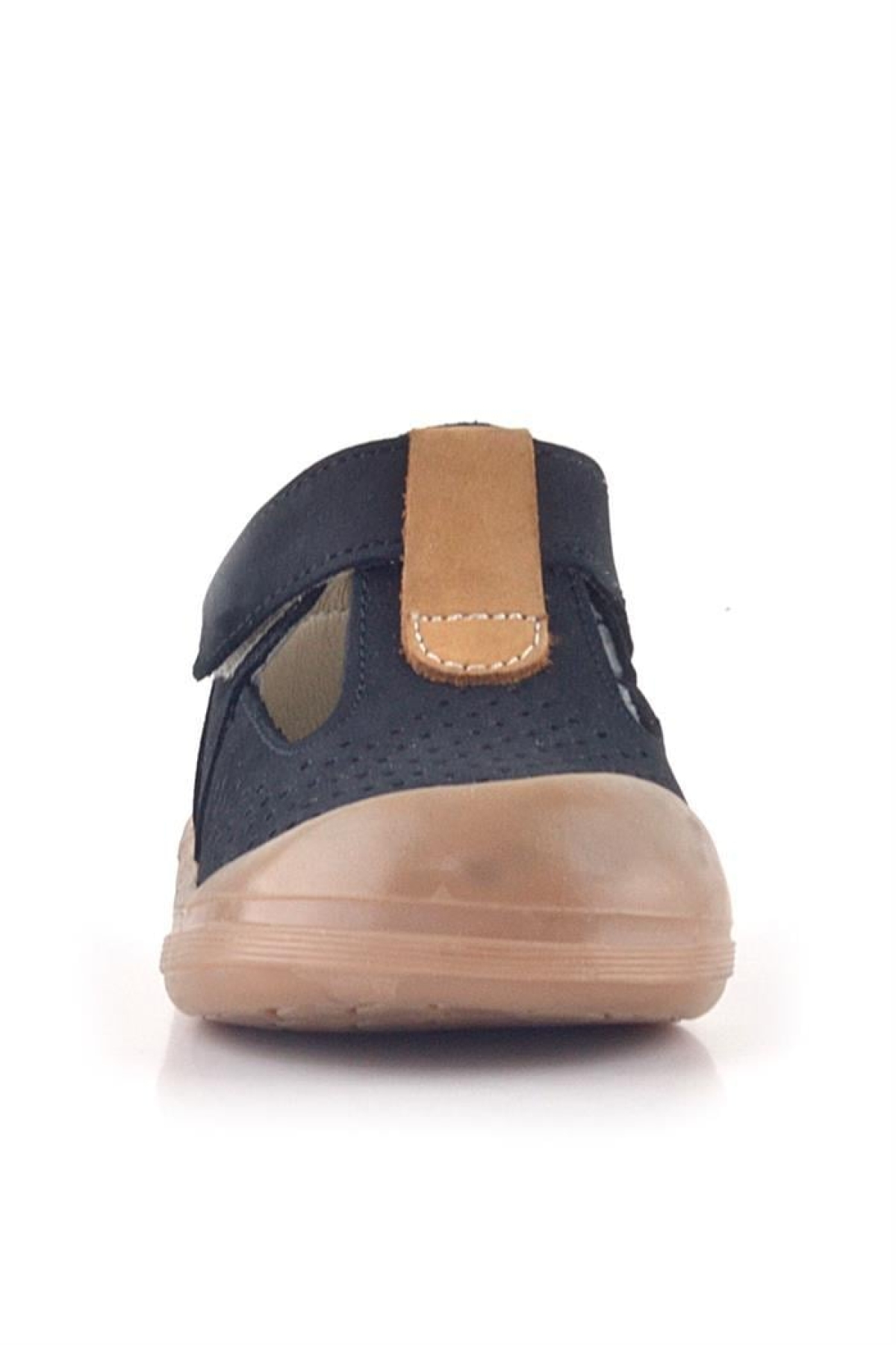 Shaun Hakiki Deri Siyah Taba Cırtlı Anatomik Bebek Sandalet - Görsel 4