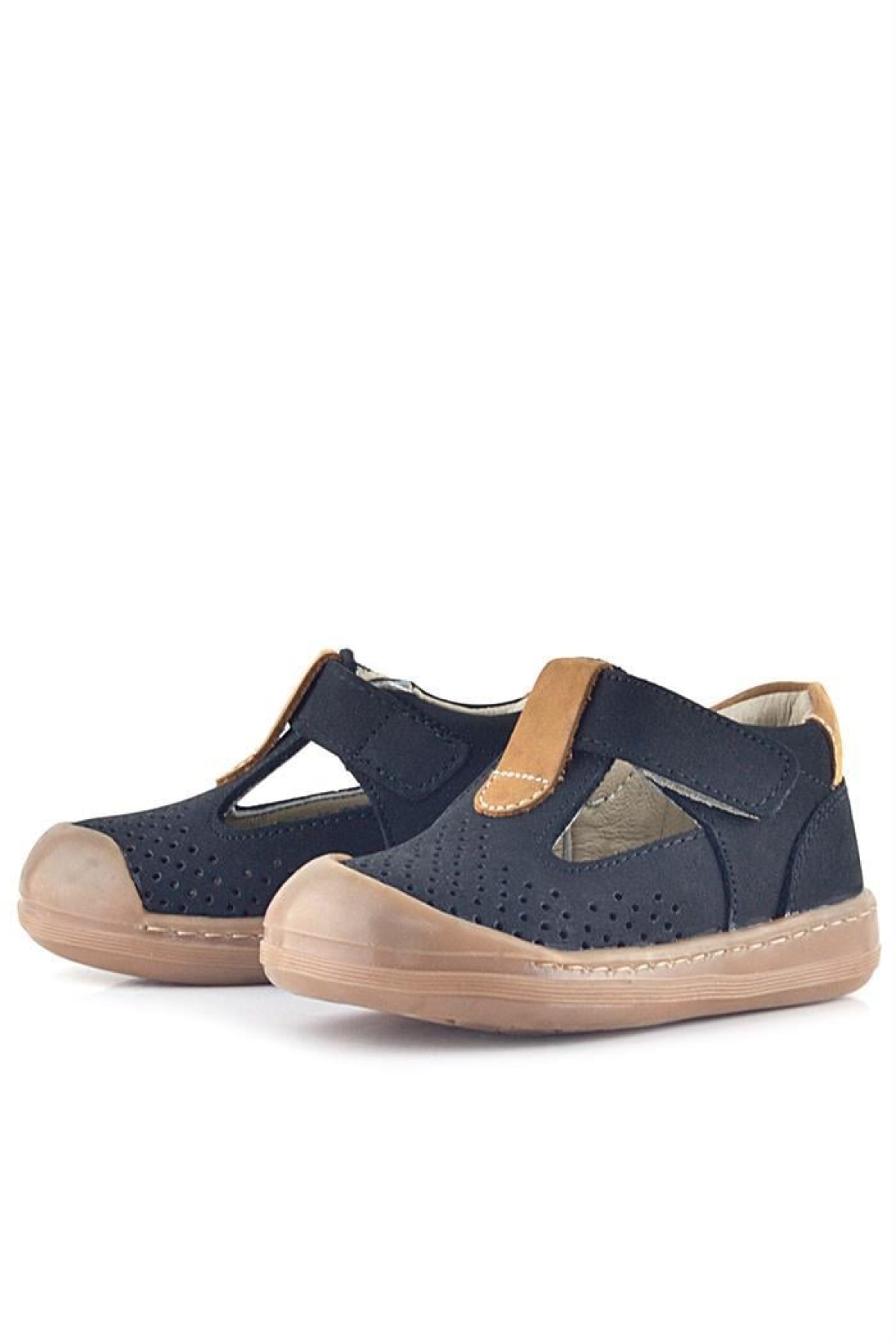 Shaun Hakiki Deri Siyah Taba Cırtlı Anatomik Bebek Sandalet - Görsel 6