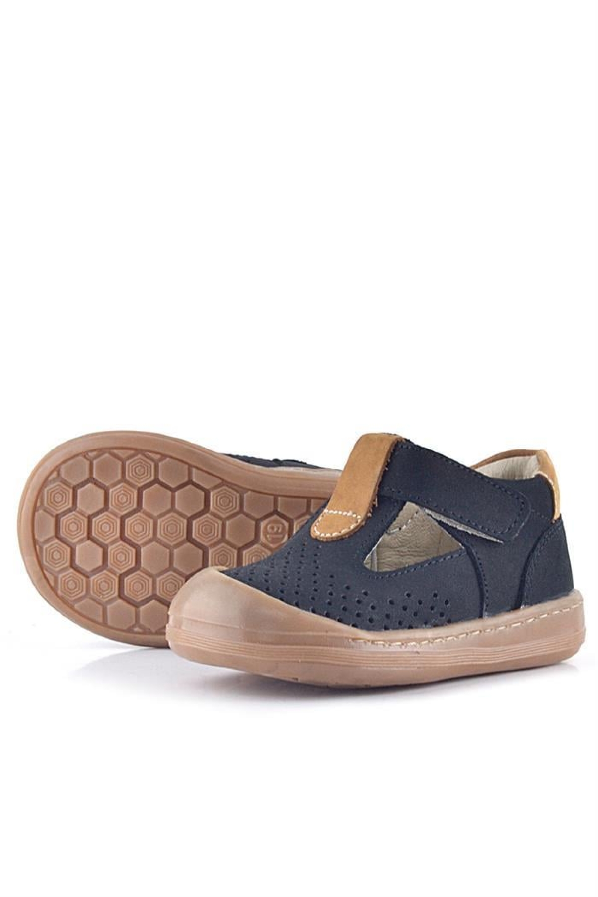 Shaun Hakiki Deri Siyah Taba Cırtlı Anatomik Bebek Sandalet - Görsel 7