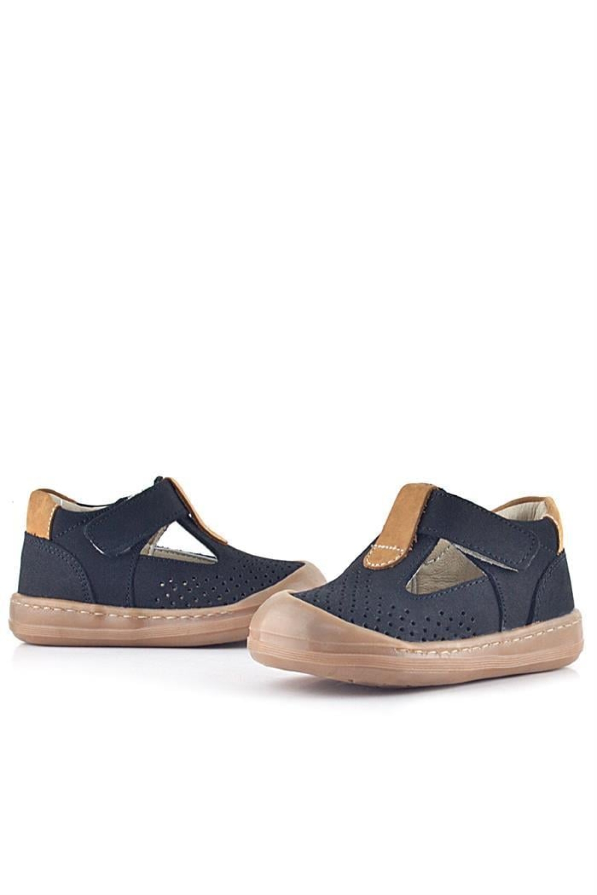 Shaun Hakiki Deri Siyah Taba Cırtlı Anatomik Bebek Sandalet - Görsel 8