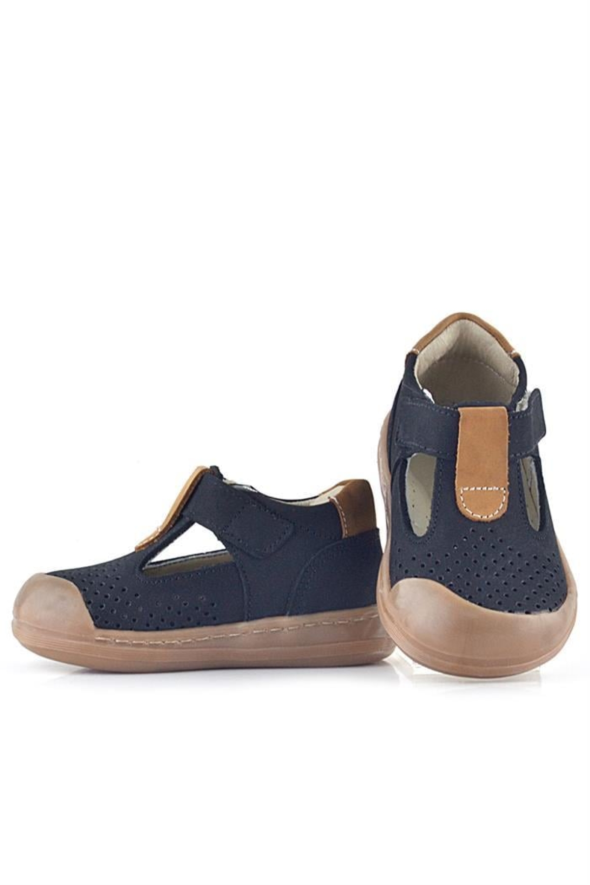 Shaun Hakiki Deri Siyah Taba Cırtlı Anatomik Bebek Sandalet - Görsel 9