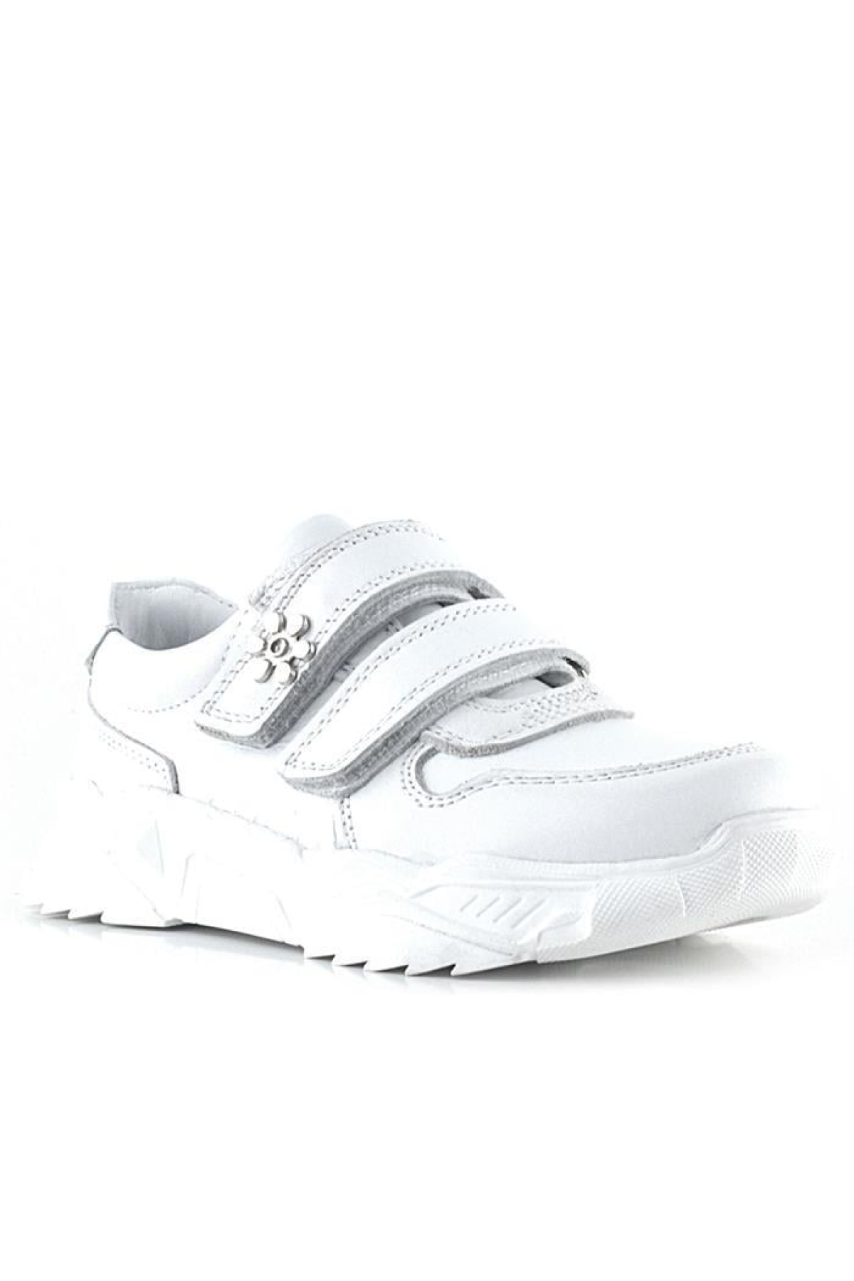 Hakiki Deri Beyaz Çiçek Detaylı Kız Çocuk Spor Ayakkabı - Görsel 3