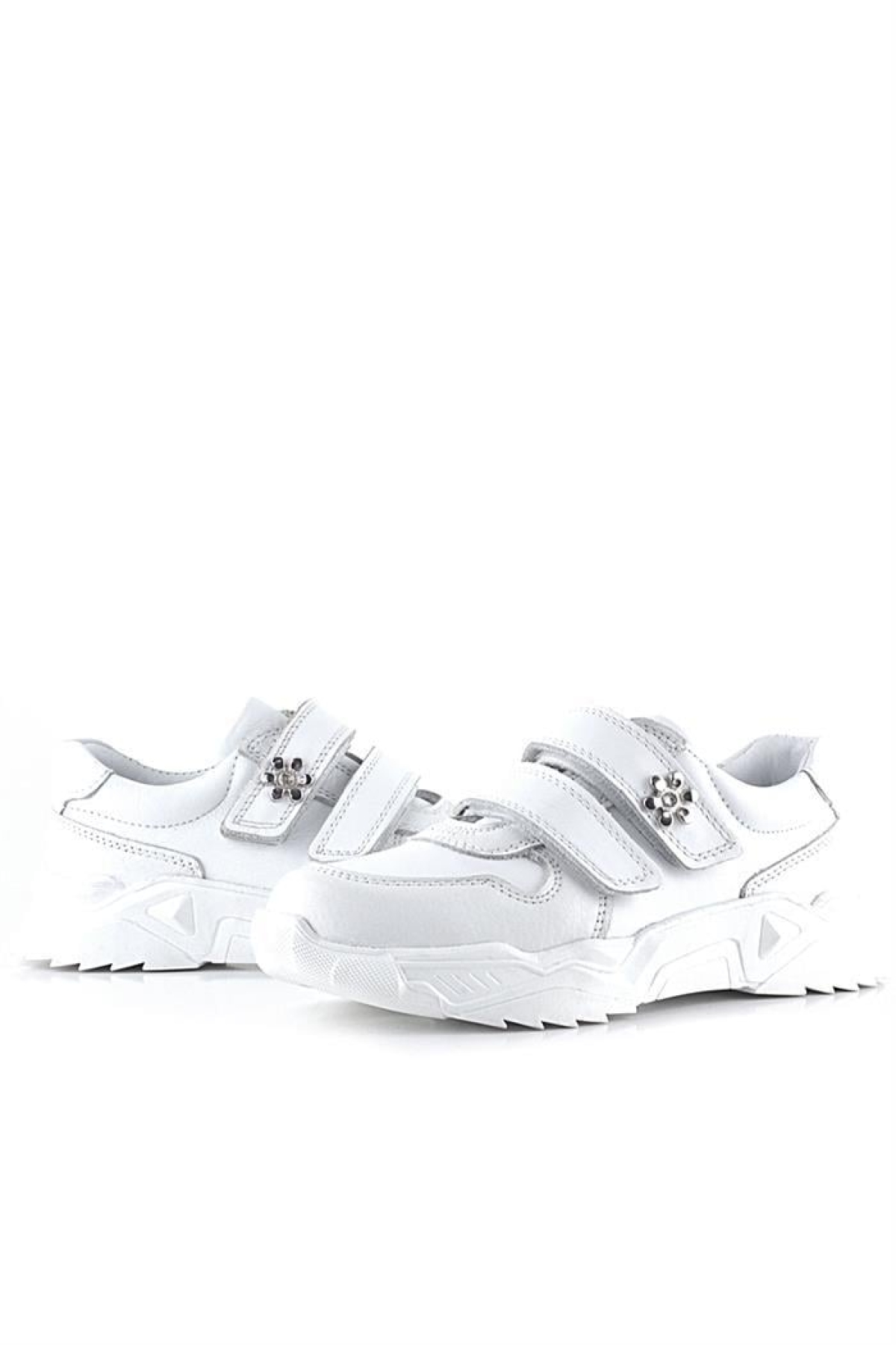 Hakiki Deri Beyaz Çiçek Detaylı Kız Çocuk Spor Ayakkabı - Görsel 9