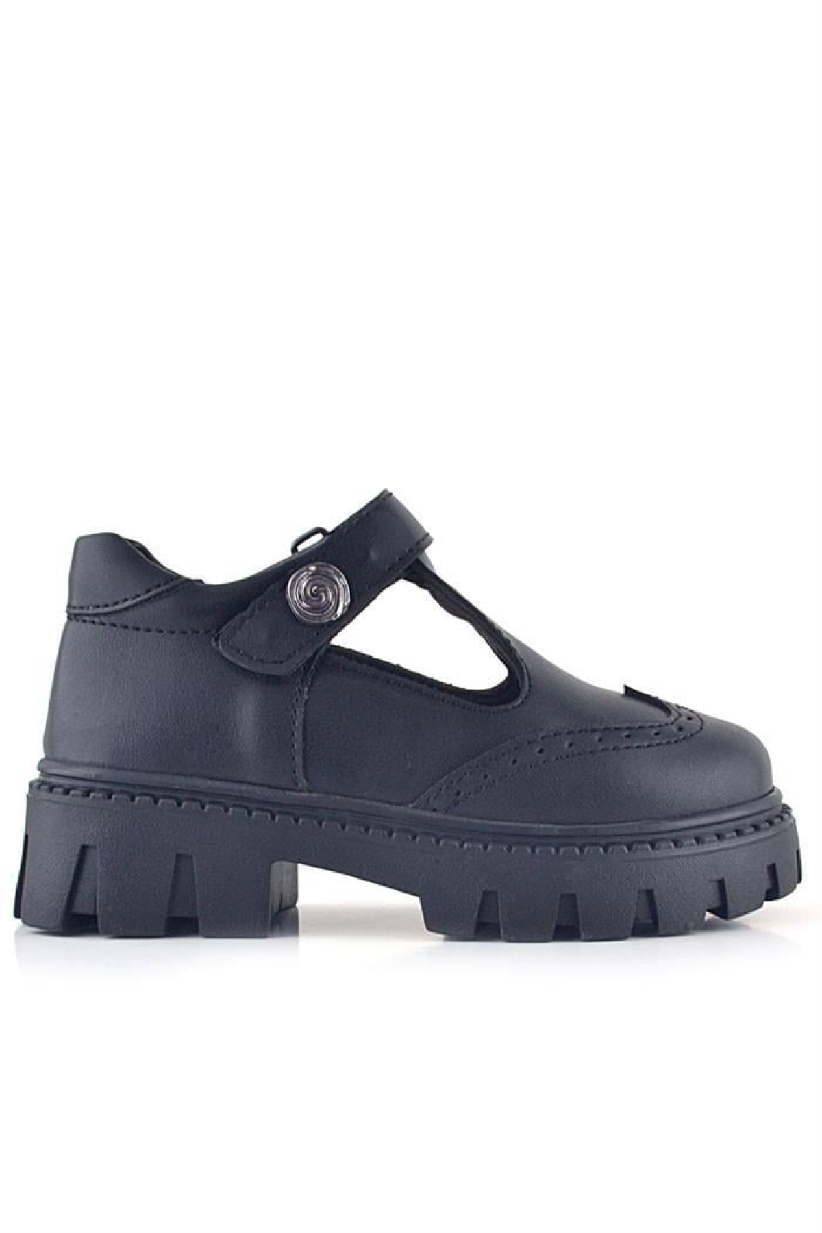 Siyah Mat Cırt Cırtlı Metal Detaylı Kız Çocuk Günlük Ayakkabı - Görsel 4
