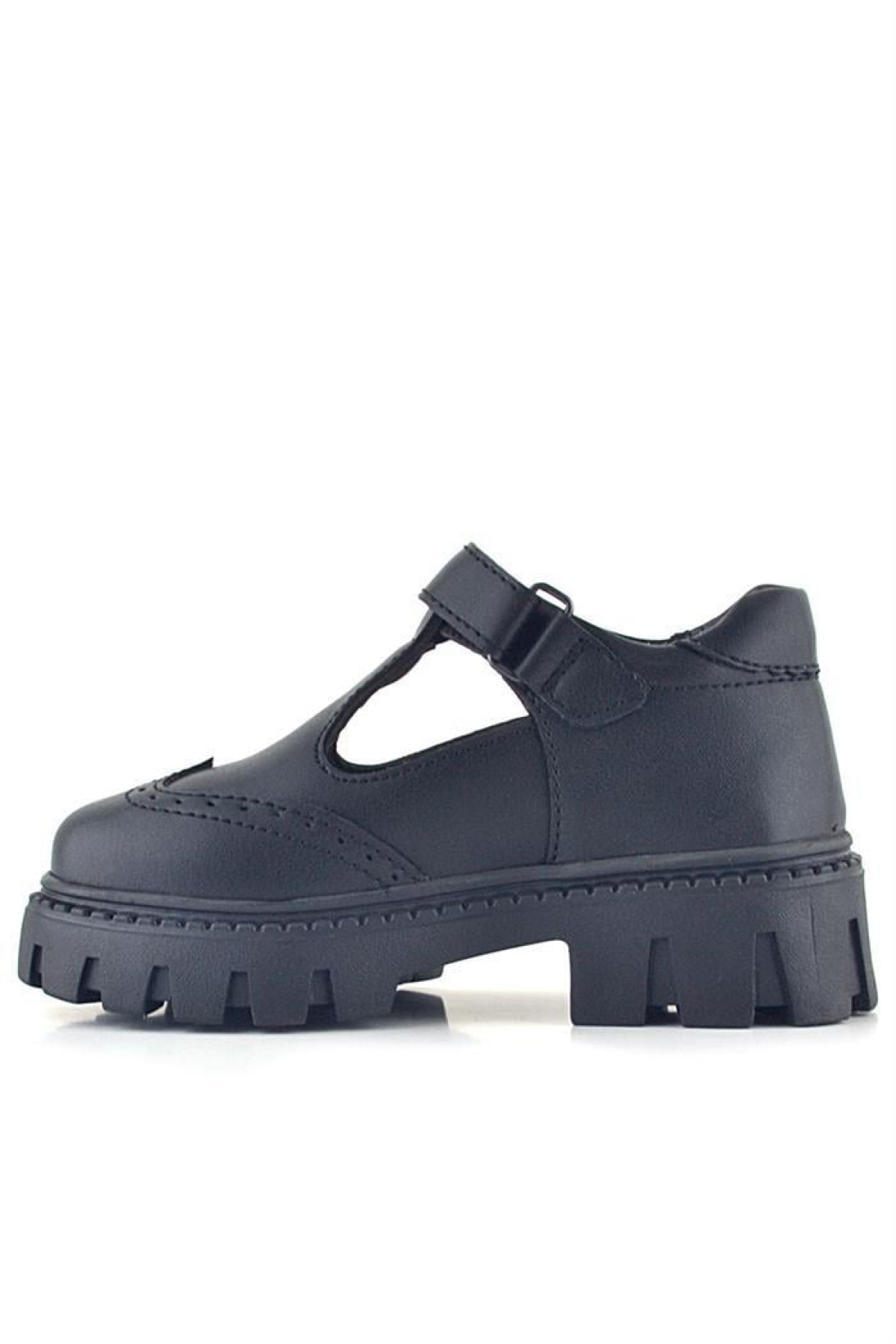 Siyah Mat Cırt Cırtlı Metal Detaylı Kız Çocuk Günlük Ayakkabı - Görsel 6