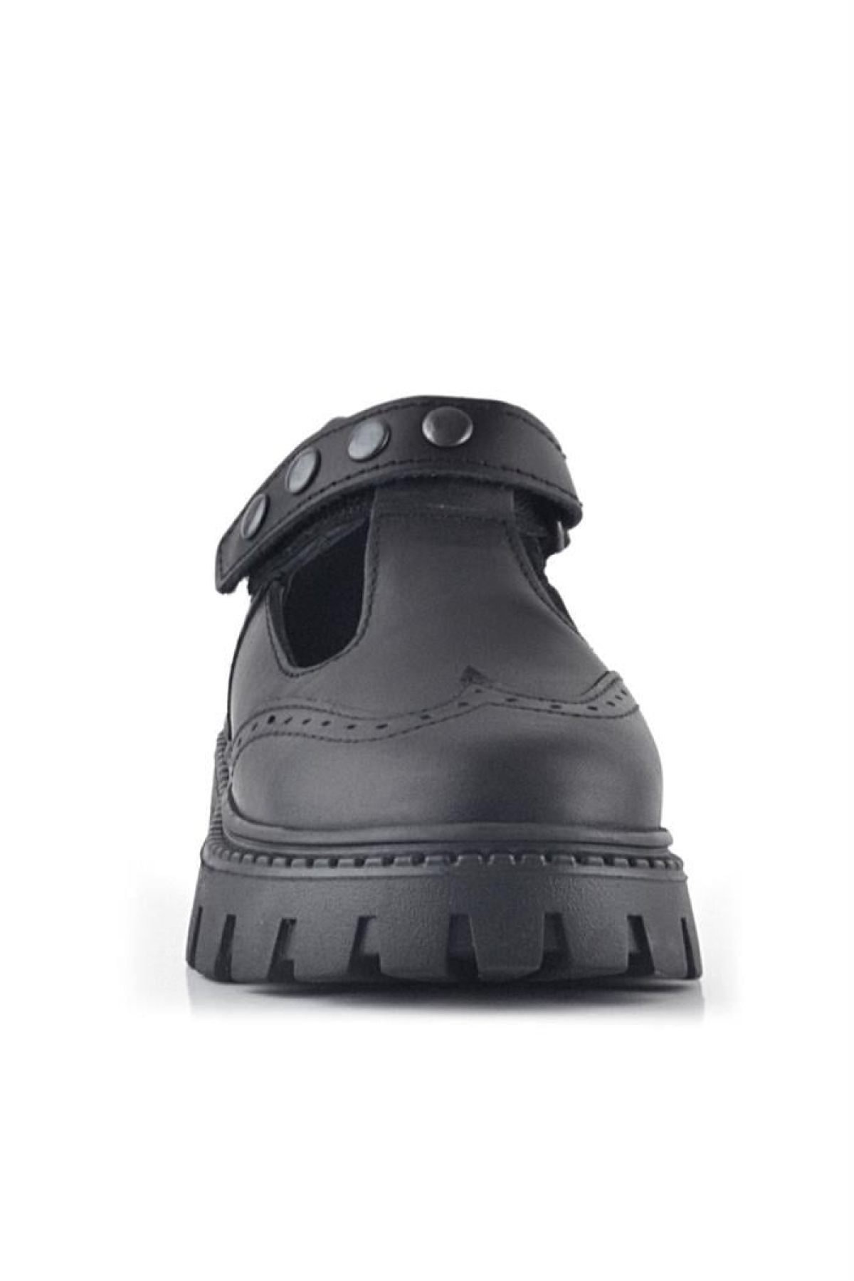 Hakiki Deri Siyah Cırtlı Metal Detaylı Kız Çocuk Günlük Ayakkabı - Görsel 5