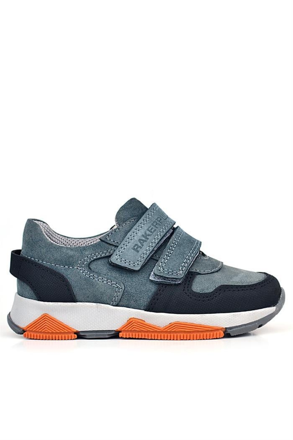 Hakiki Deri Koyu Gri Çocuk Cırtlı Sneakers Spor Ayakkabı - Görsel 4