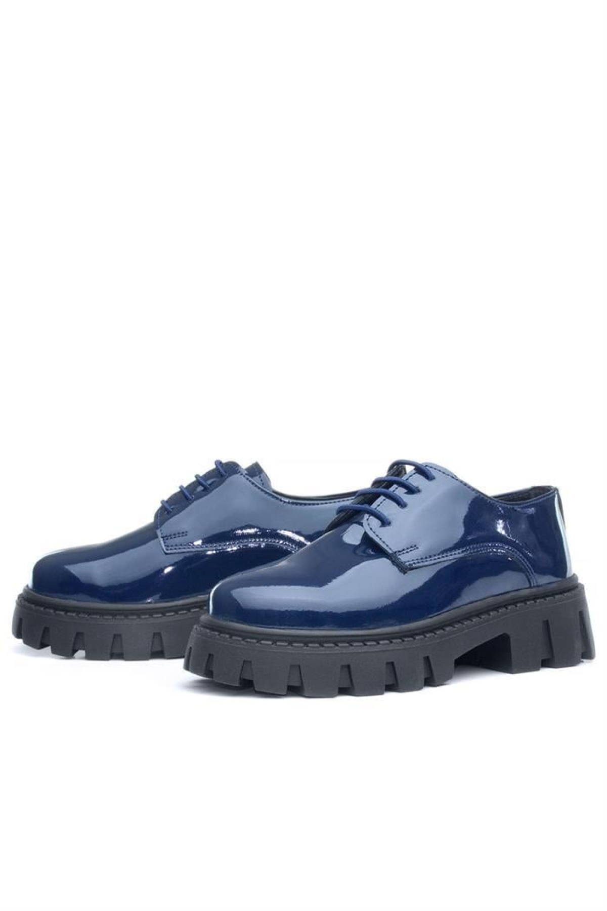 Lacivert Rugan Bağcıklı Kız Çocuk Oxford Okul Ayakkabı - Görsel 6