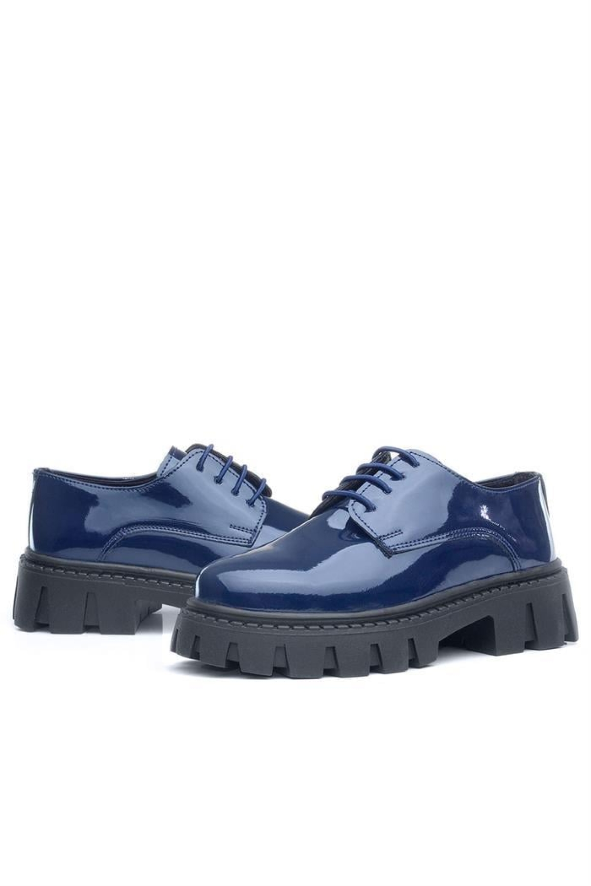 Lacivert Rugan Bağcıklı Kız Çocuk Oxford Okul Ayakkabı - Görsel 9