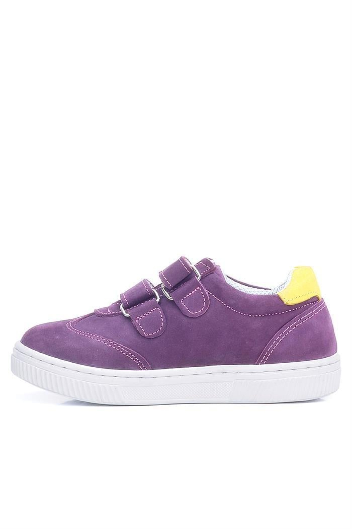 Hakiki Deri Mor Sarı Cırtlı Çiçek Detaylı Kız Çocuk Günlük Ayakkabı - Görsel 6