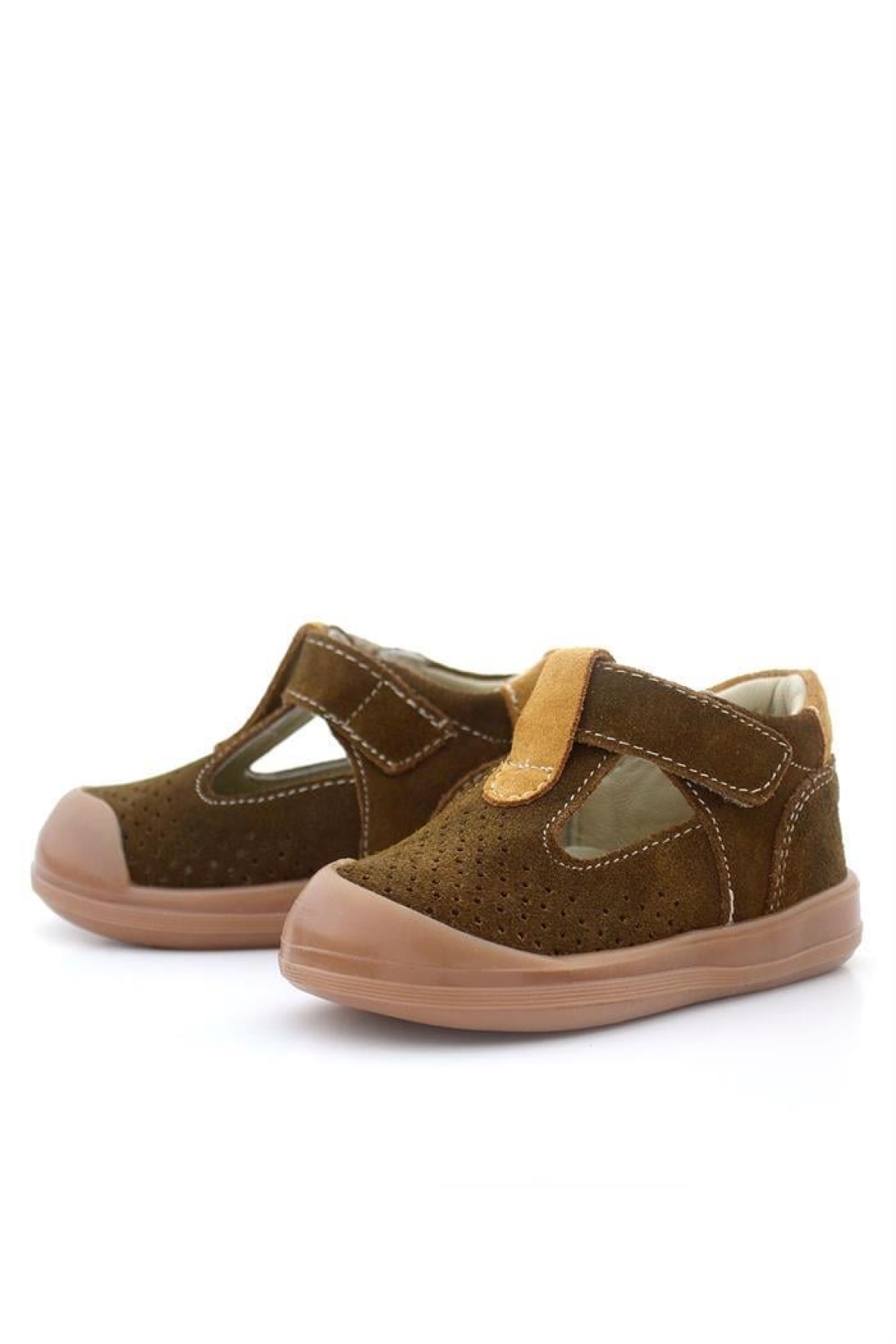 Shaun Hakiki Deri Kahverengi Taba Cırtlı Anatomik Bebek Sandalet - Görsel 7