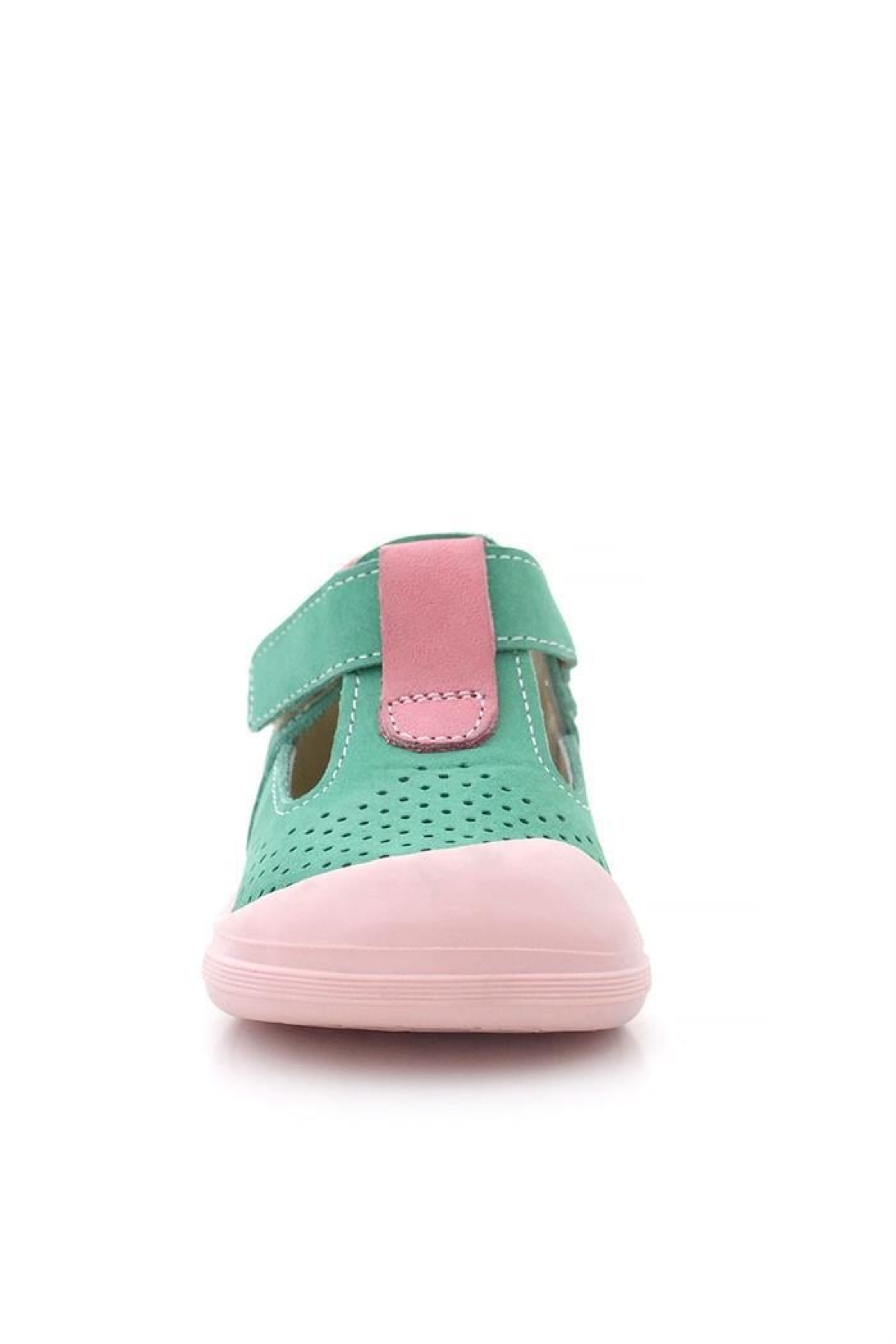 Shaun Hakiki Deri Su Yeşili Pembe Cırtlı Anatomik Kız Bebek Sandalet - Görsel 5