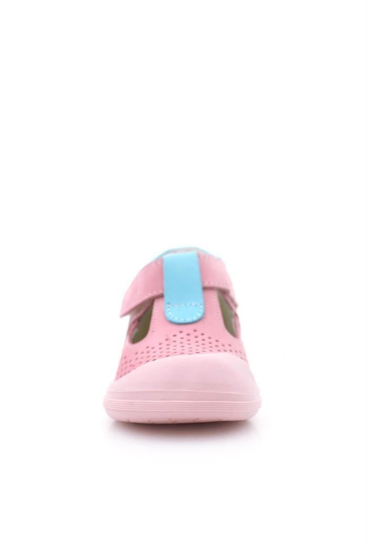 Shaun Hakiki Deri Pembe Mavi Cırtlı Anatomik Bebek Sandalet - Görsel 5