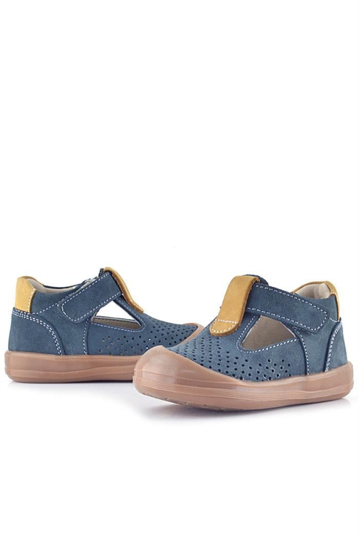 Shaun Hakiki Deri Gri Taba Cırtlı Anatomik Bebek Sandalet - Görsel 6