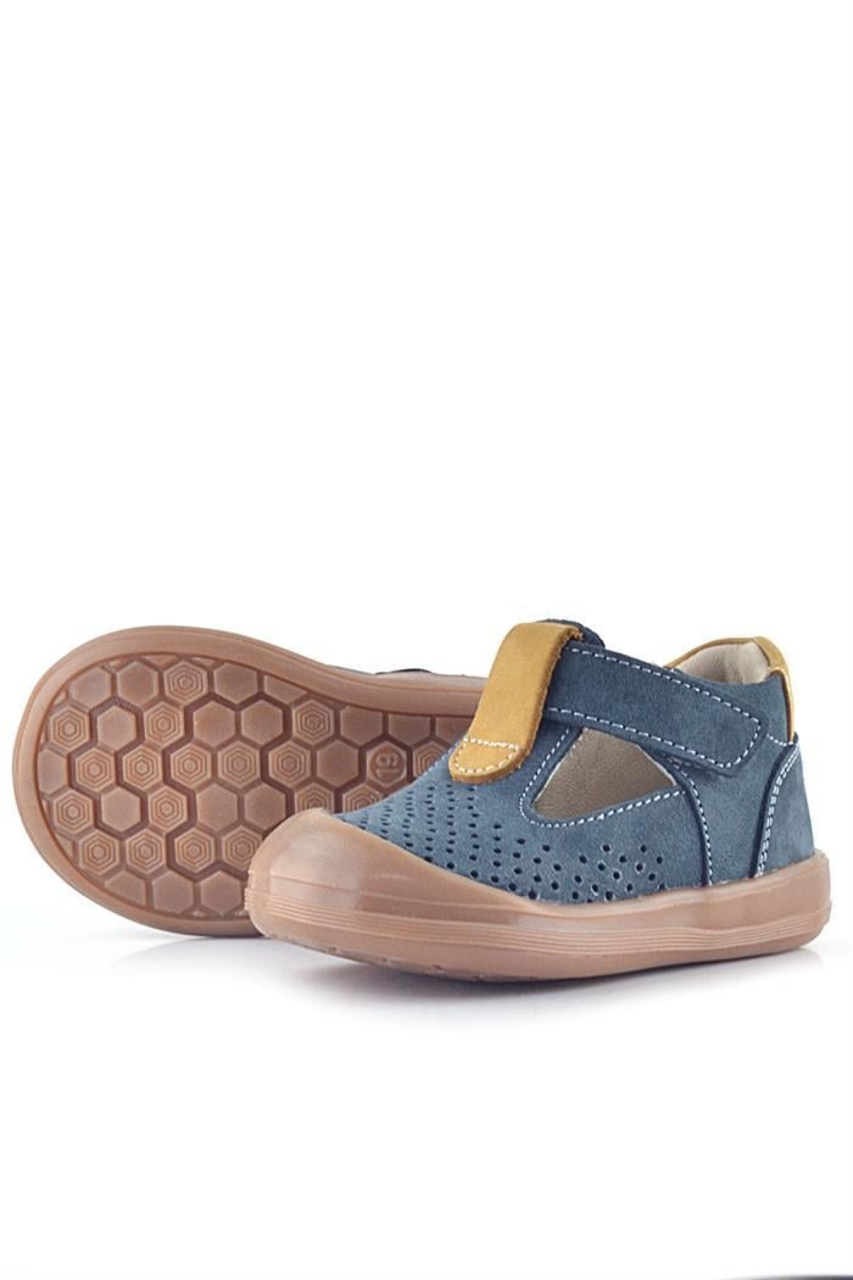 Shaun Hakiki Deri Gri Taba Cırtlı Anatomik Bebek Sandalet - Görsel 7