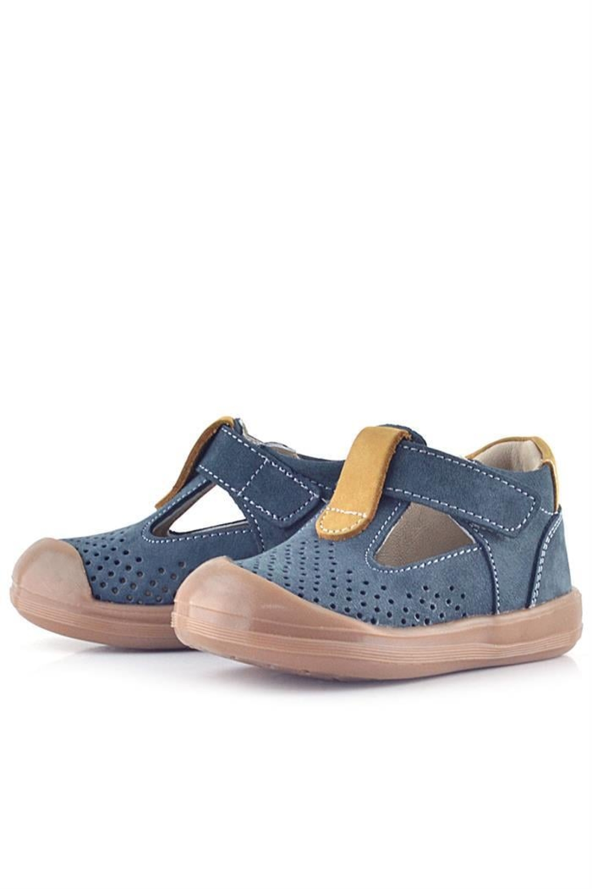 Shaun Hakiki Deri Gri Taba Cırtlı Anatomik Bebek Sandalet - Görsel 8