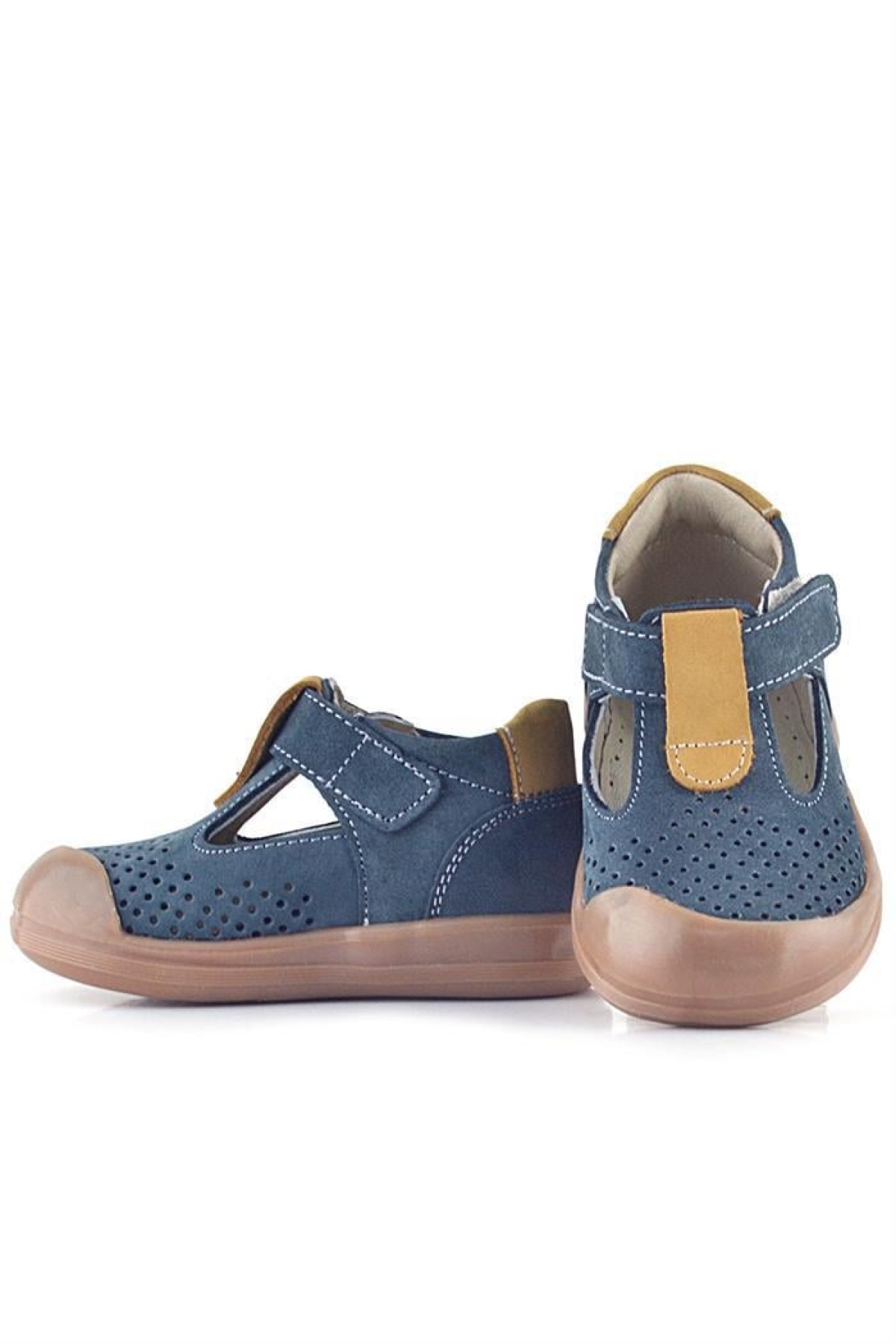 Shaun Hakiki Deri Gri Taba Cırtlı Anatomik Bebek Sandalet - Görsel 9