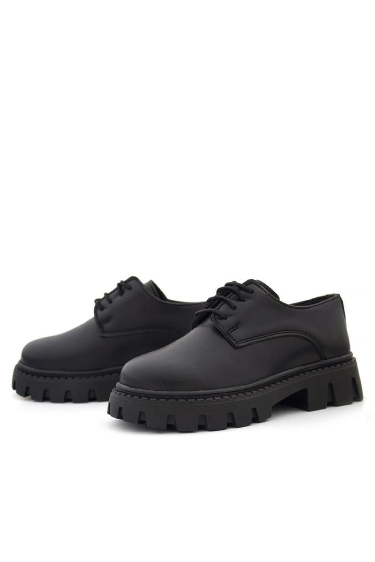 Siyah Mat Bağcıklı Kız Çocuk Oxford Okul Ayakkabı - Görsel 7