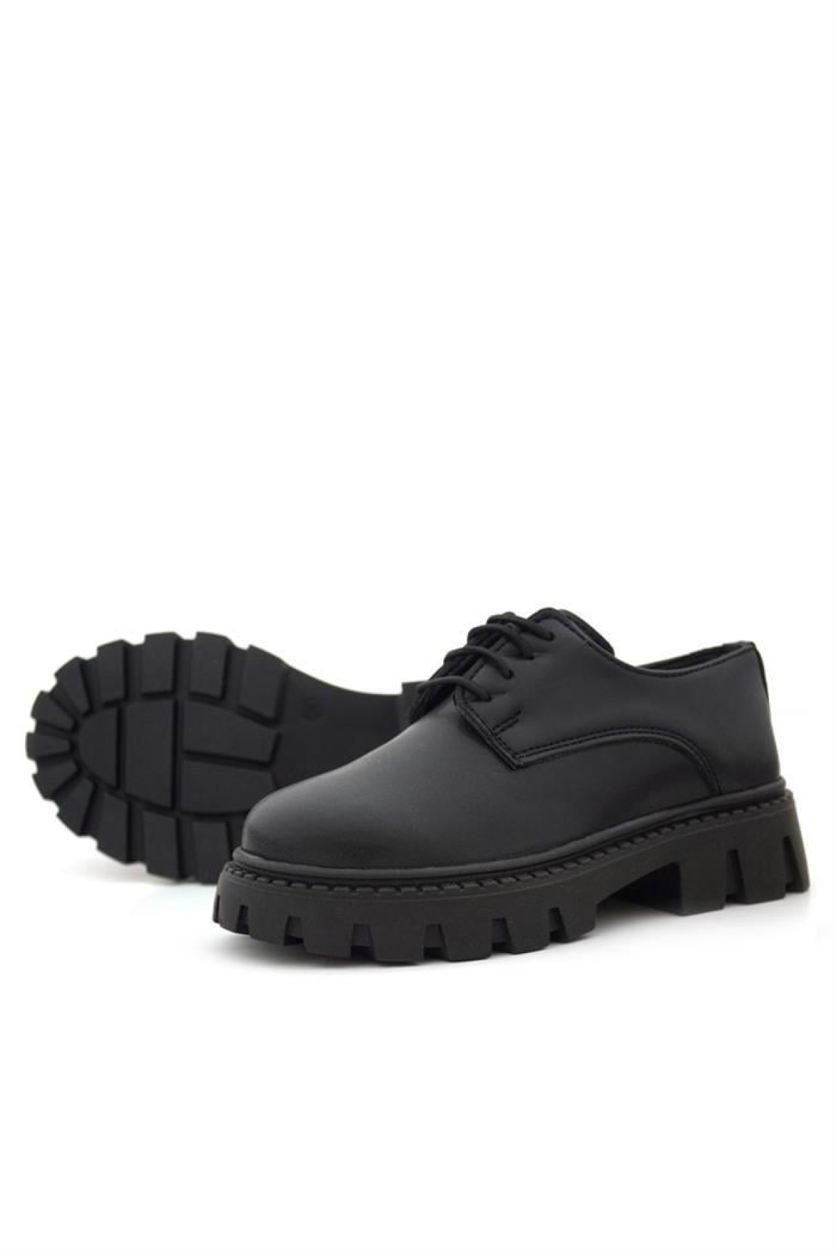 Siyah Mat Bağcıklı Kız Çocuk Oxford Okul Ayakkabı - Görsel 8