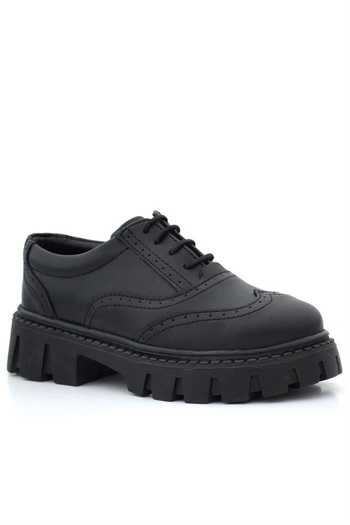 Siyah Mat Bağcıklı Oxford Kız Çocuk Günlük Ayakkabı - Görsel 2