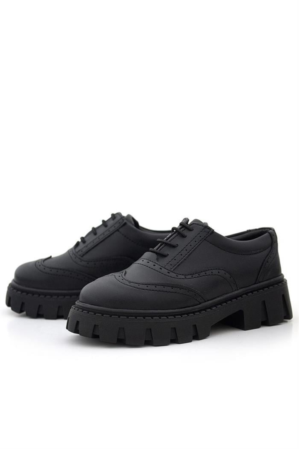 Siyah Mat Bağcıklı Oxford Kız Çocuk Günlük Ayakkabı - Görsel 7