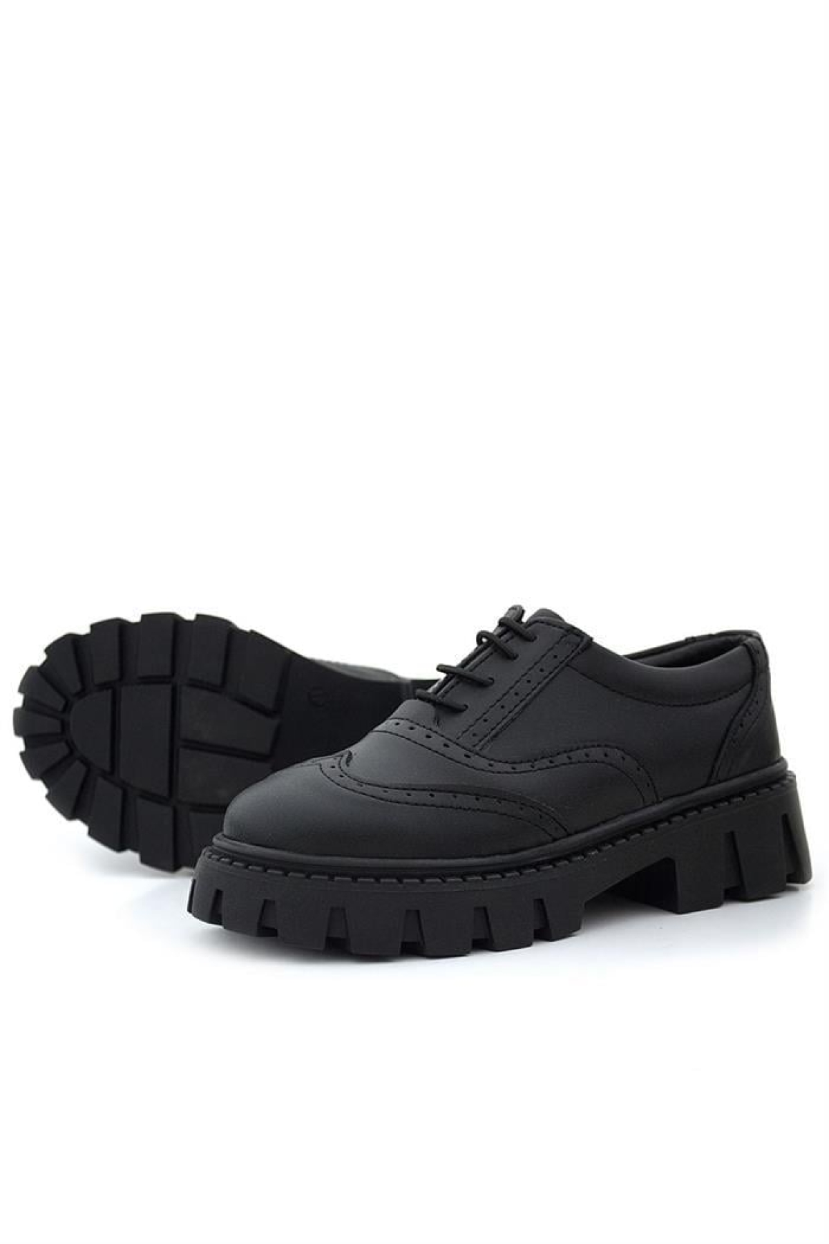 Siyah Mat Bağcıklı Oxford Kız Çocuk Günlük Ayakkabı - Görsel 8