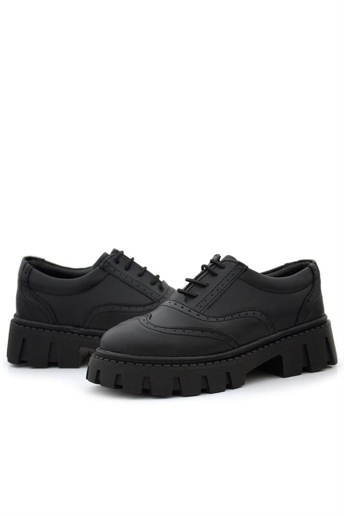 Siyah Mat Bağcıklı Oxford Kız Çocuk Günlük Ayakkabı - Görsel 9