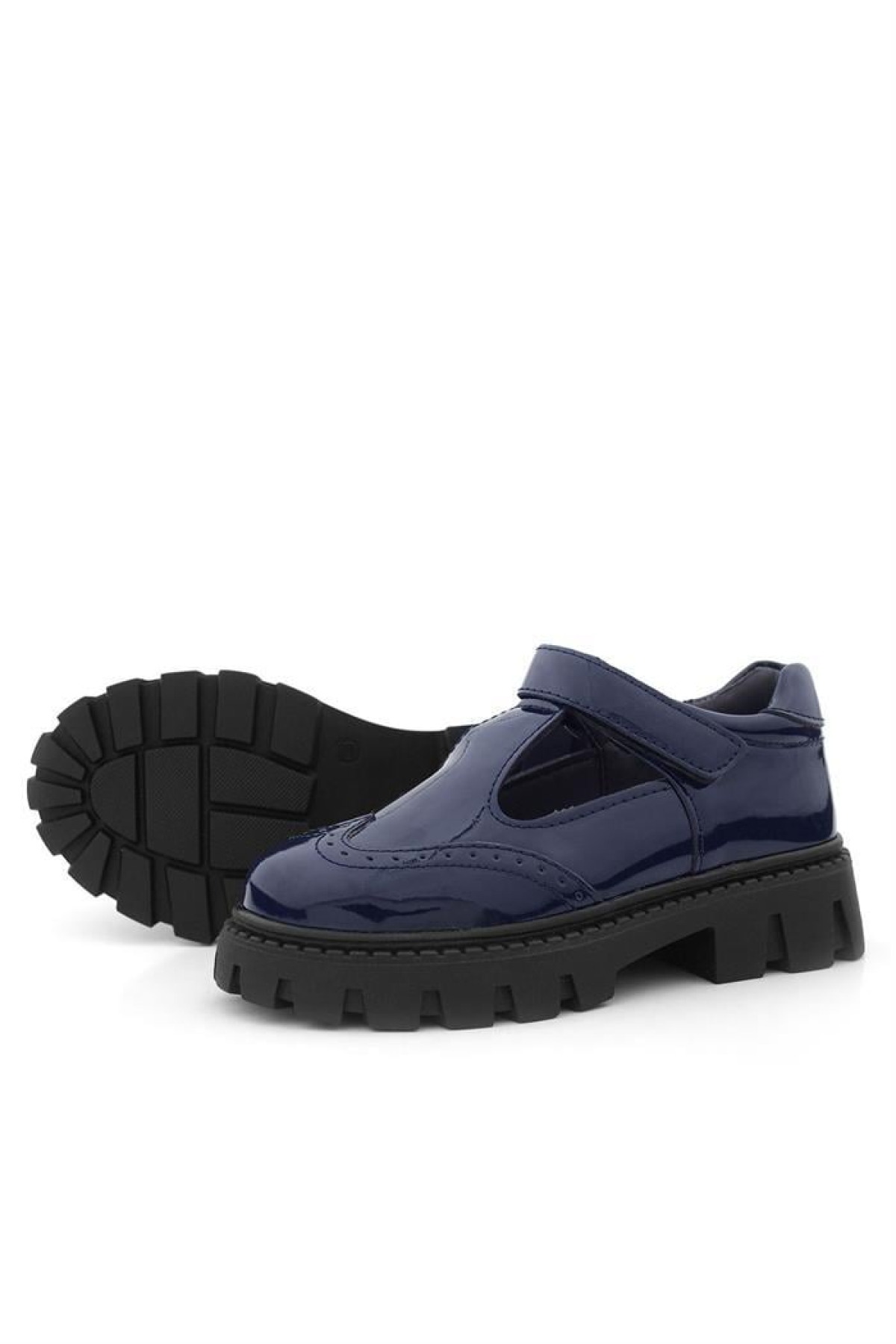 Lacivert Rugan Cırtlı Kız Çocuk Okul Ayakkabı - Görsel 8