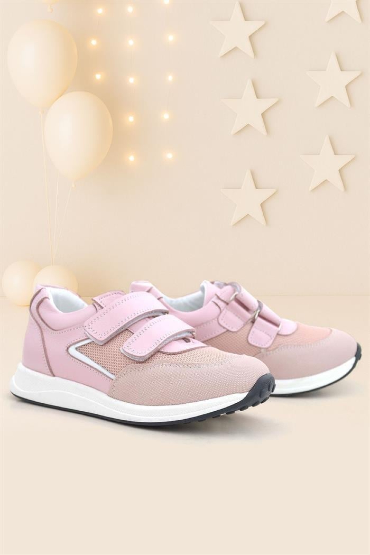 Hakiki Deri Pembe Cırt Cırtlı Kız Çocuk Günlük Spor Ayakkabı - Görsel 2