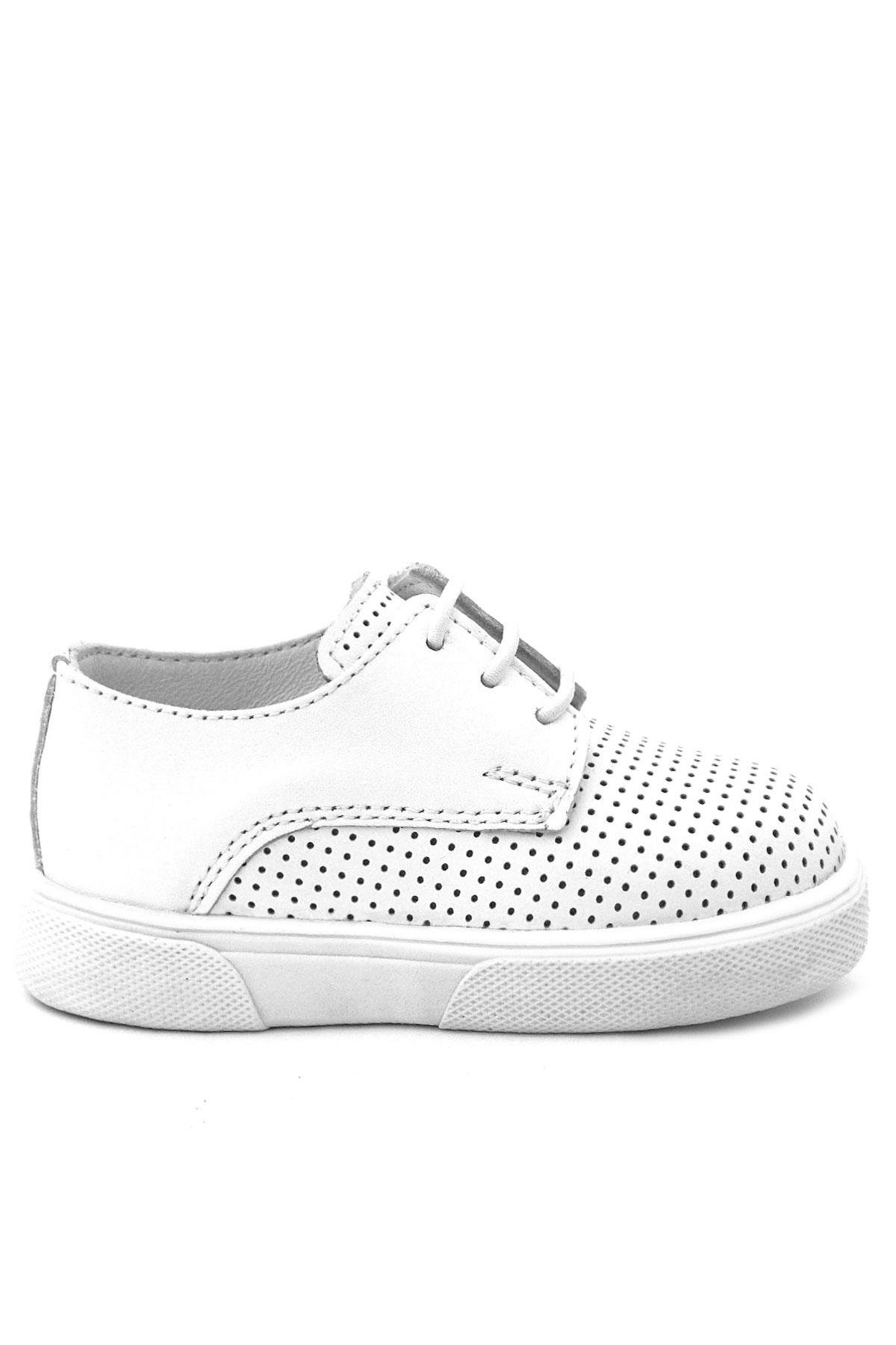 Hakiki Deri Beyaz Lastikli Erkek Çocuk Günlük Ayakkabı - Görsel 5