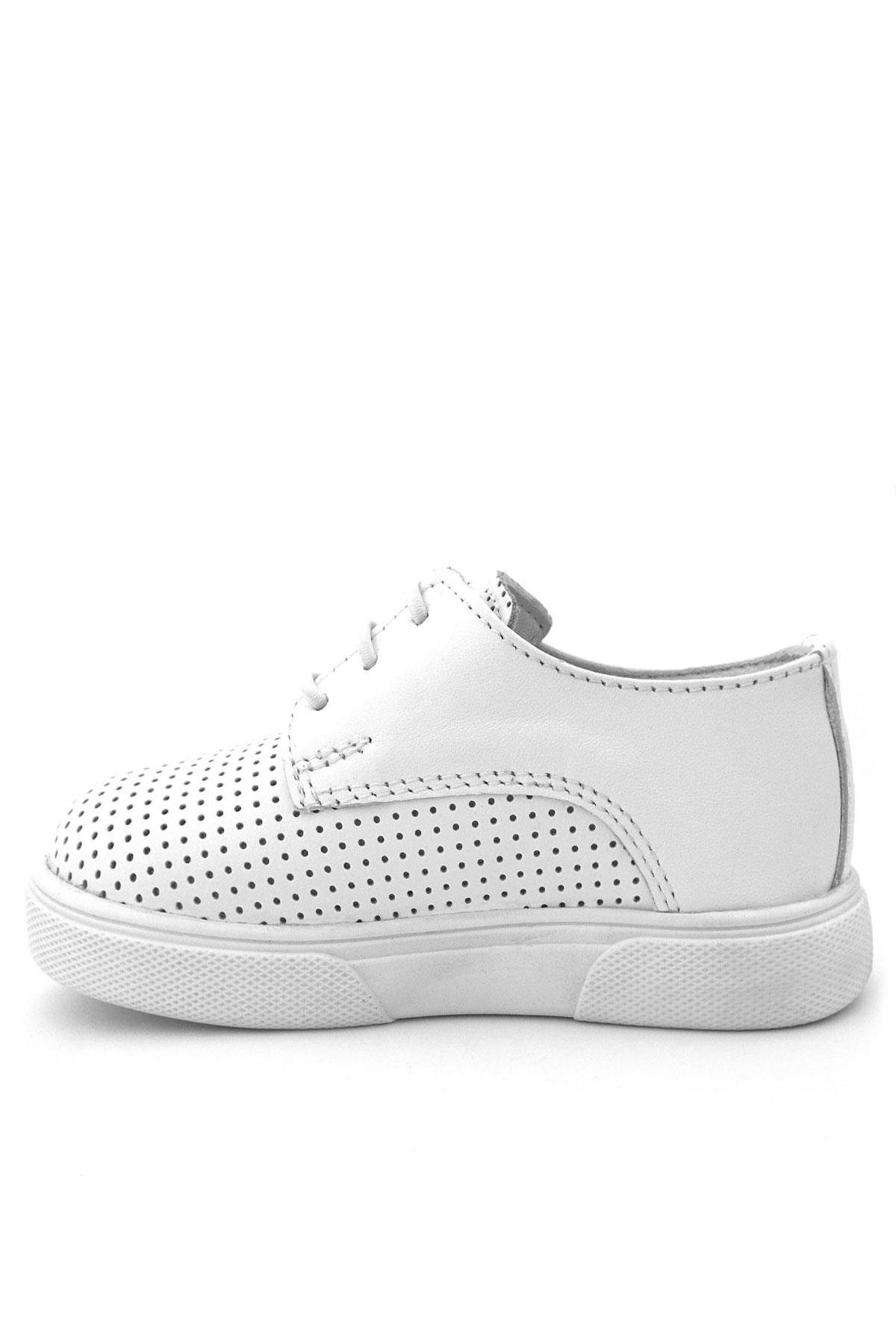 Hakiki Deri Beyaz Lastikli Erkek Çocuk Günlük Ayakkabı - Görsel 6