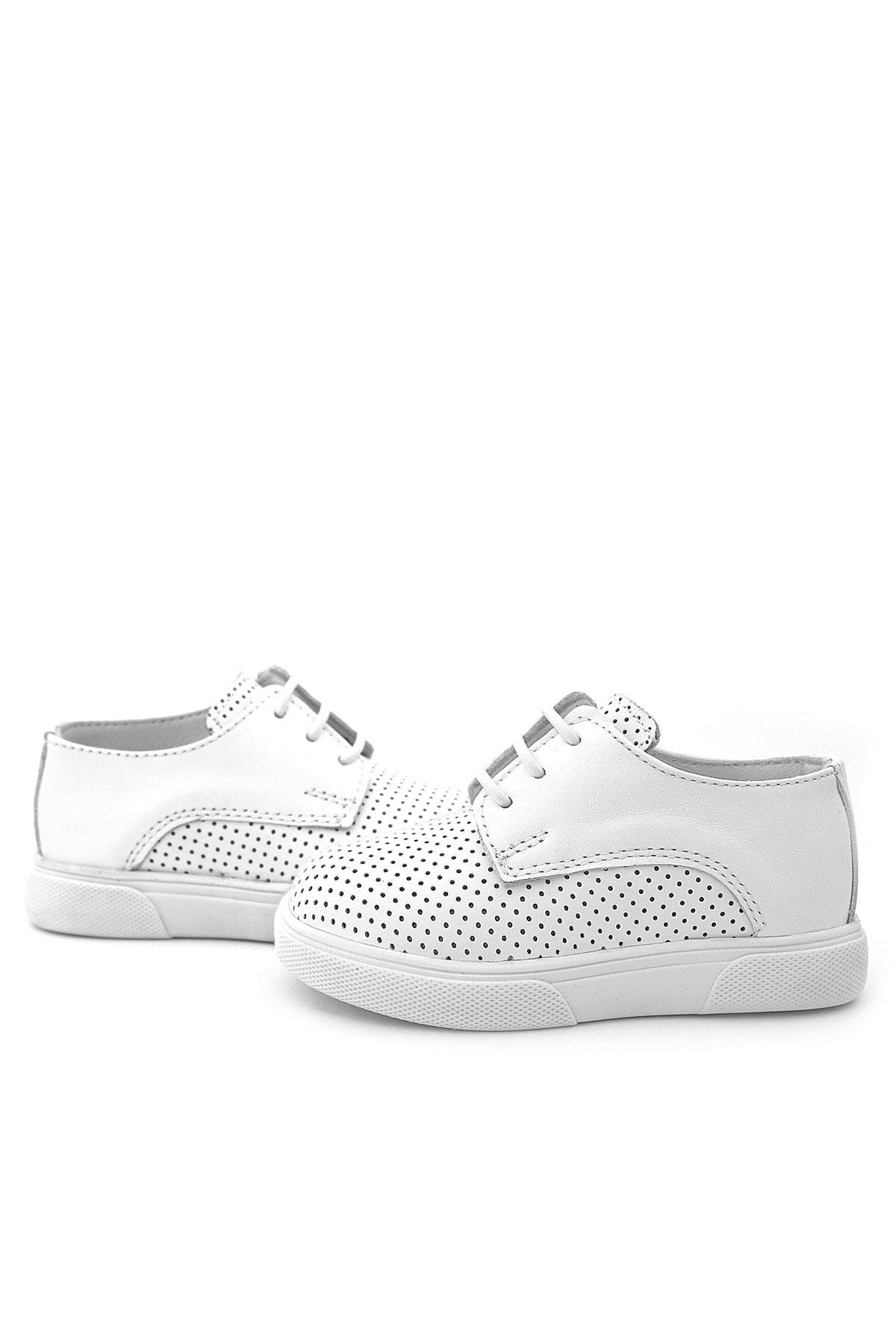 Hakiki Deri Beyaz Lastikli Erkek Çocuk Günlük Ayakkabı - Görsel 8