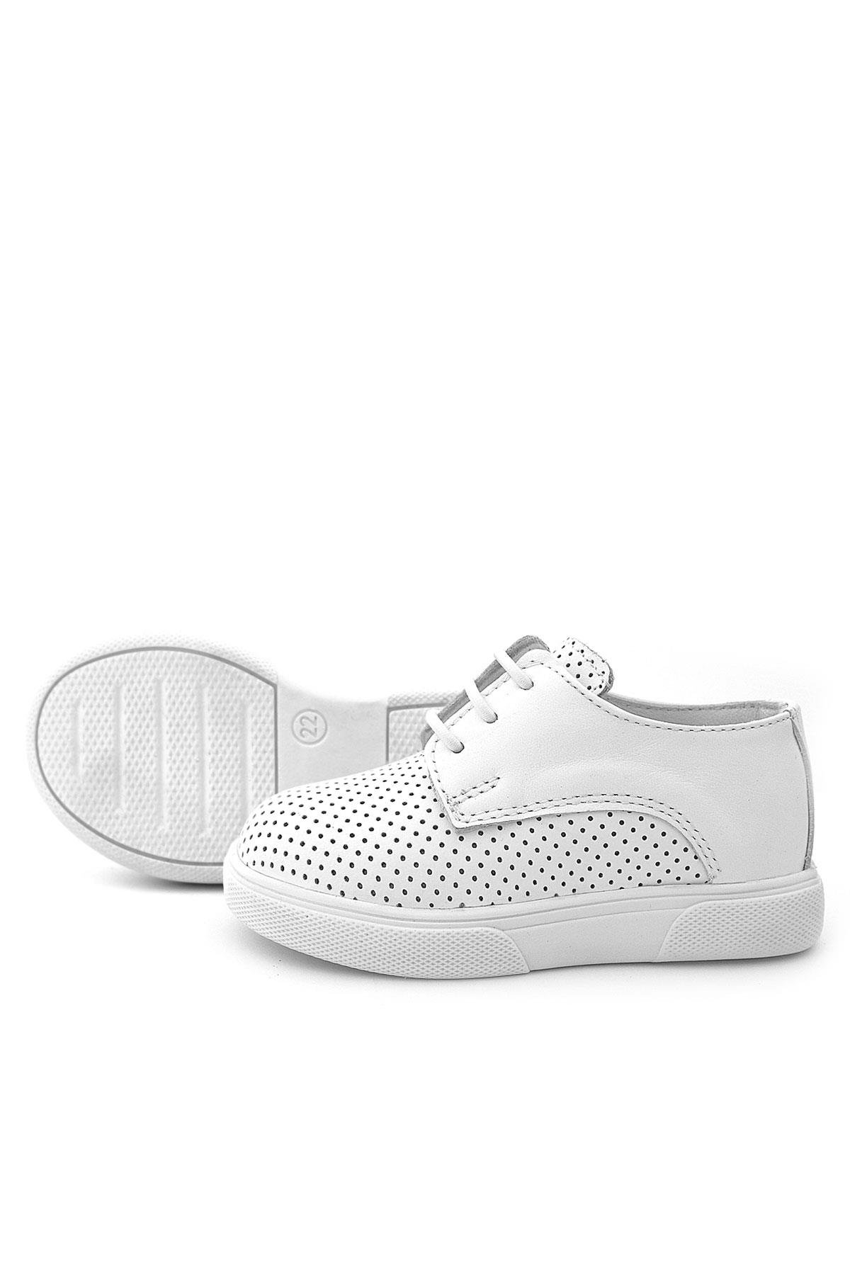 Hakiki Deri Beyaz Lastikli Erkek Çocuk Günlük Ayakkabı - Görsel 9