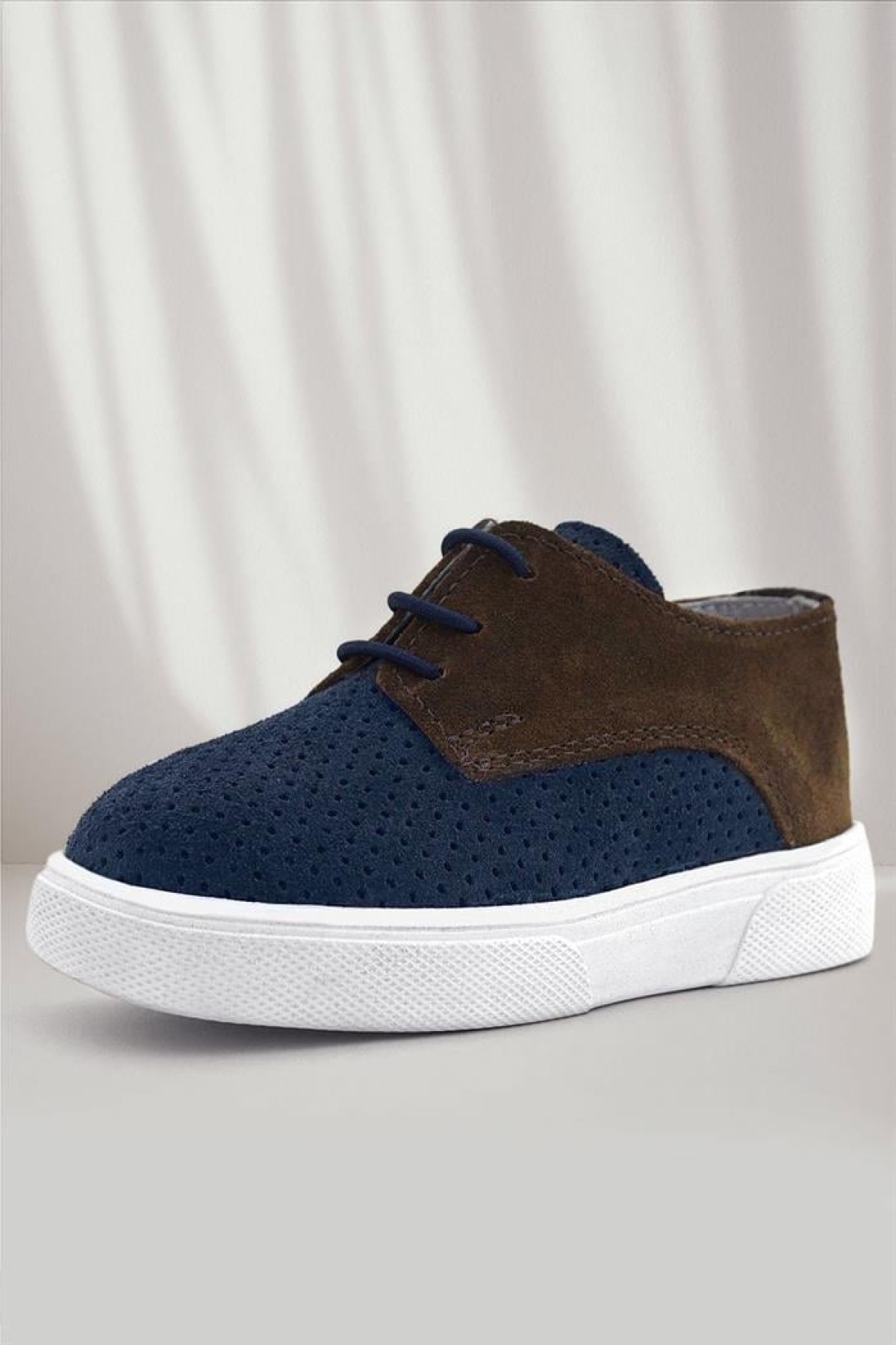 Hakiki Deri Lacivert Kahve Lastikli Erkek Çocuk Günlük Ayakkabı - Görsel 3