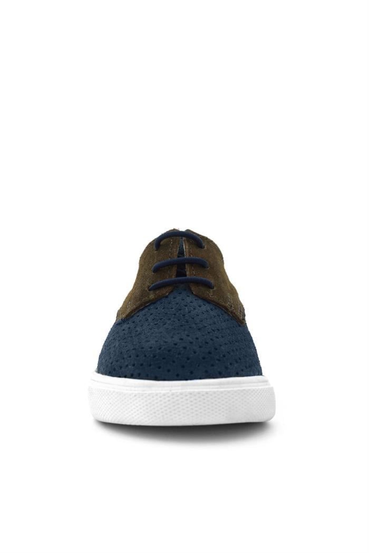 Hakiki Deri Lacivert Kahve Lastikli Erkek Çocuk Günlük Ayakkabı - Görsel 5